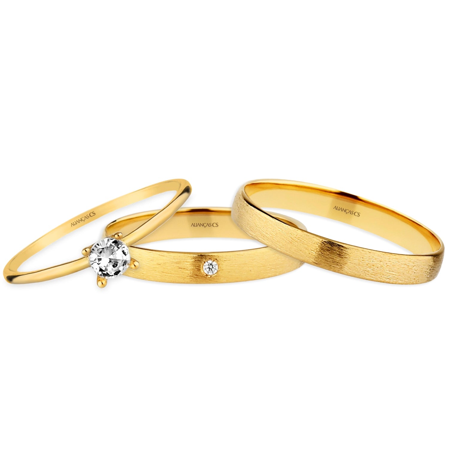 Alianças de Casamento Monreal Ouro 18K 3mm + Anel Brinde