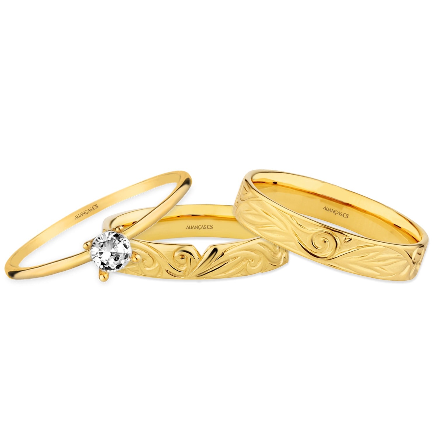 Alianças Melian 4mm Banhadas a Ouro + Anel Brinde