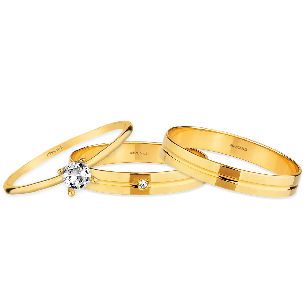 Alianças de Casamento Merci Ouro 18K 3mm + Anel Brinde