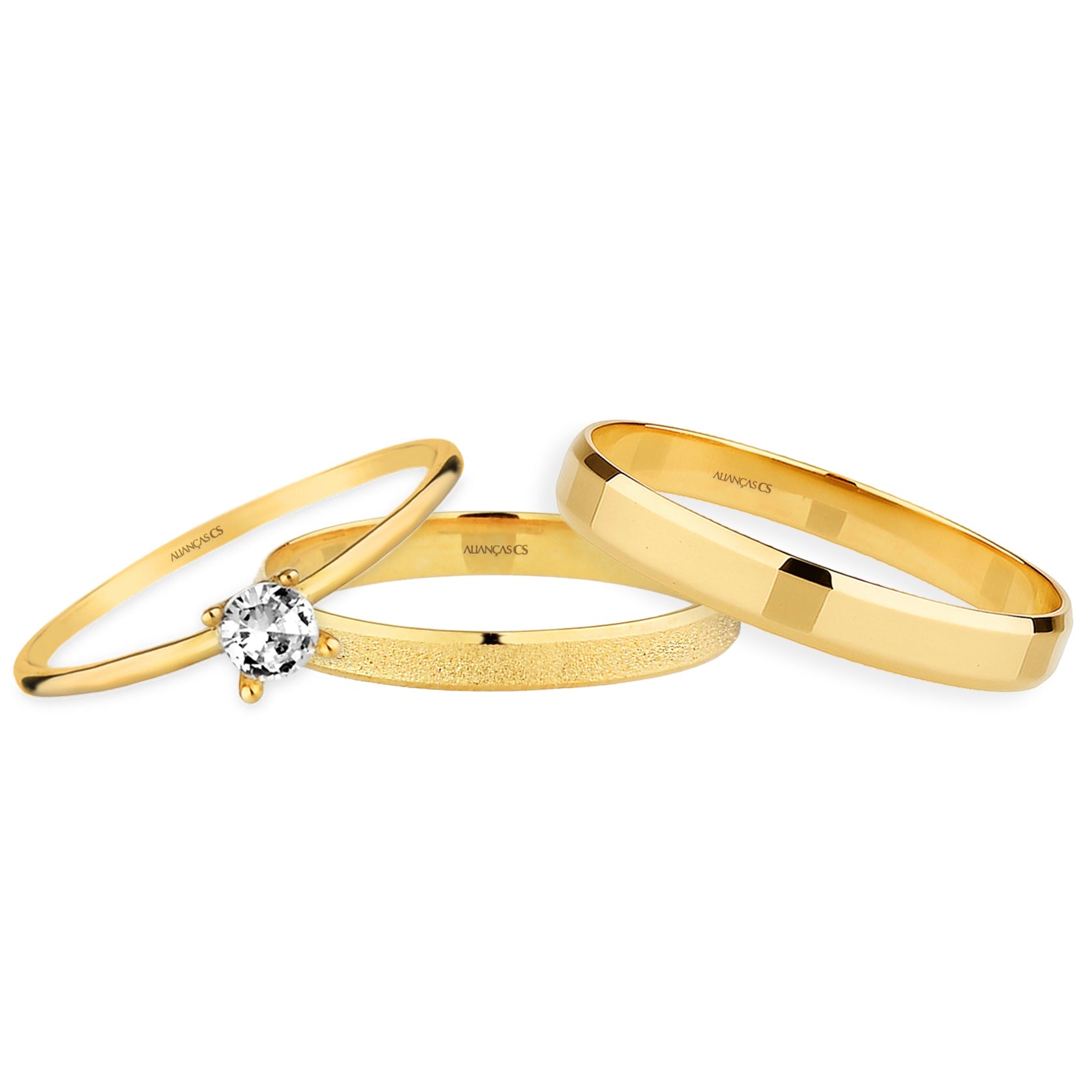 Alianças de Casamento Italian Duo 10K 3mm + Anel Brinde (Envio Full)