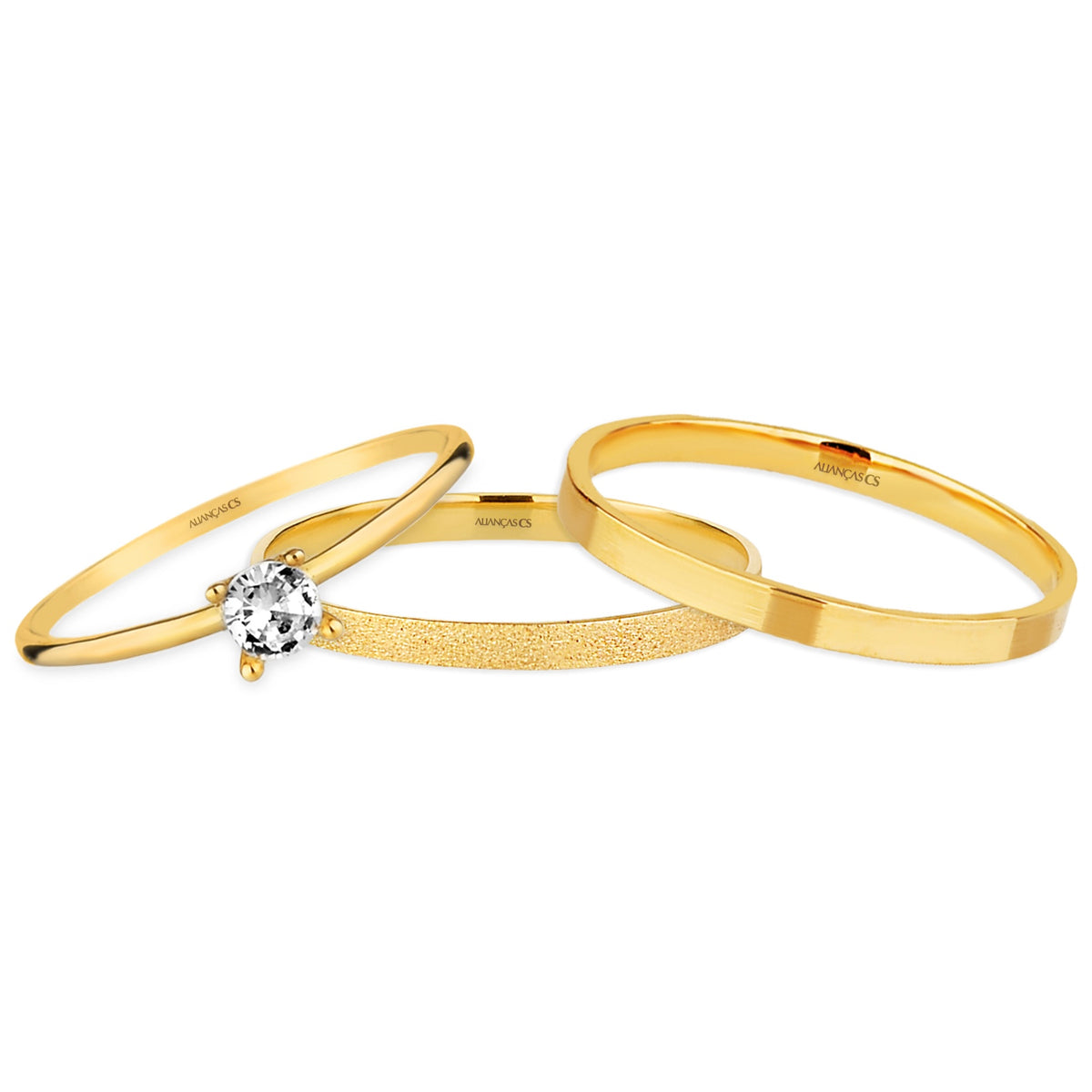 Alianças de Casamento Nobre Duo Ouro 10K 1.5mm + Anel Brinde