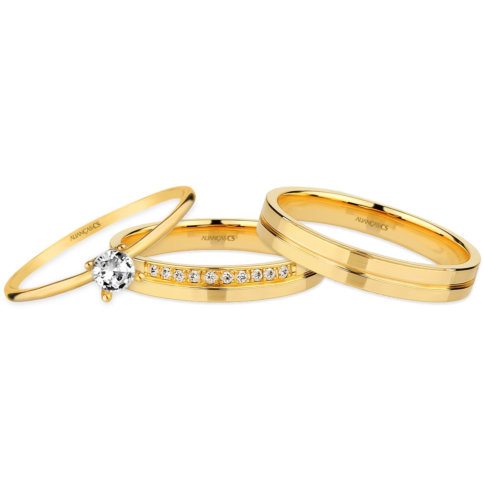 Alianças de Casamento Aurora Ouro 18K 4mm + Anel Brinde