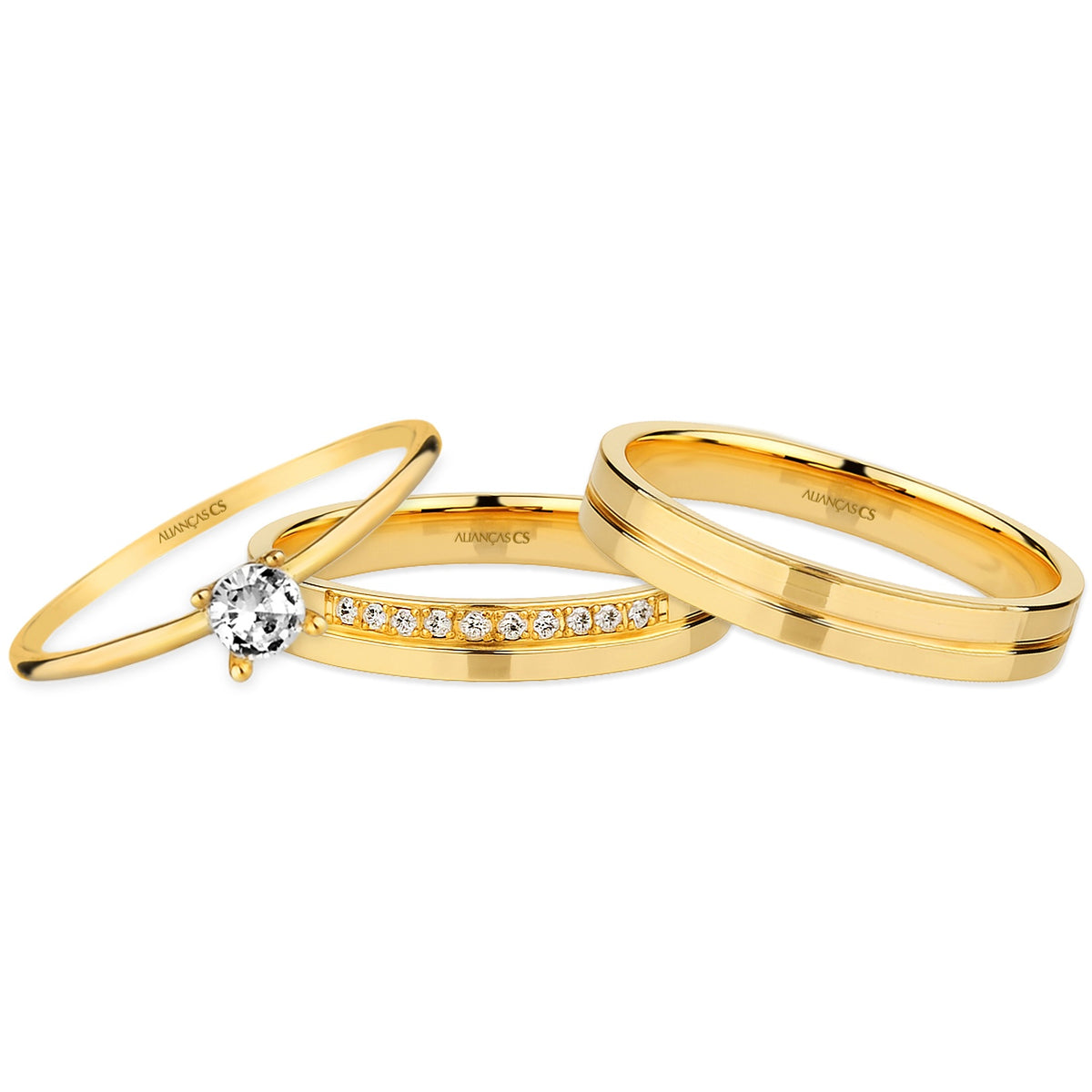 Alianças de Casamento Aurora Ouro 10K 4mm + Anel Brinde