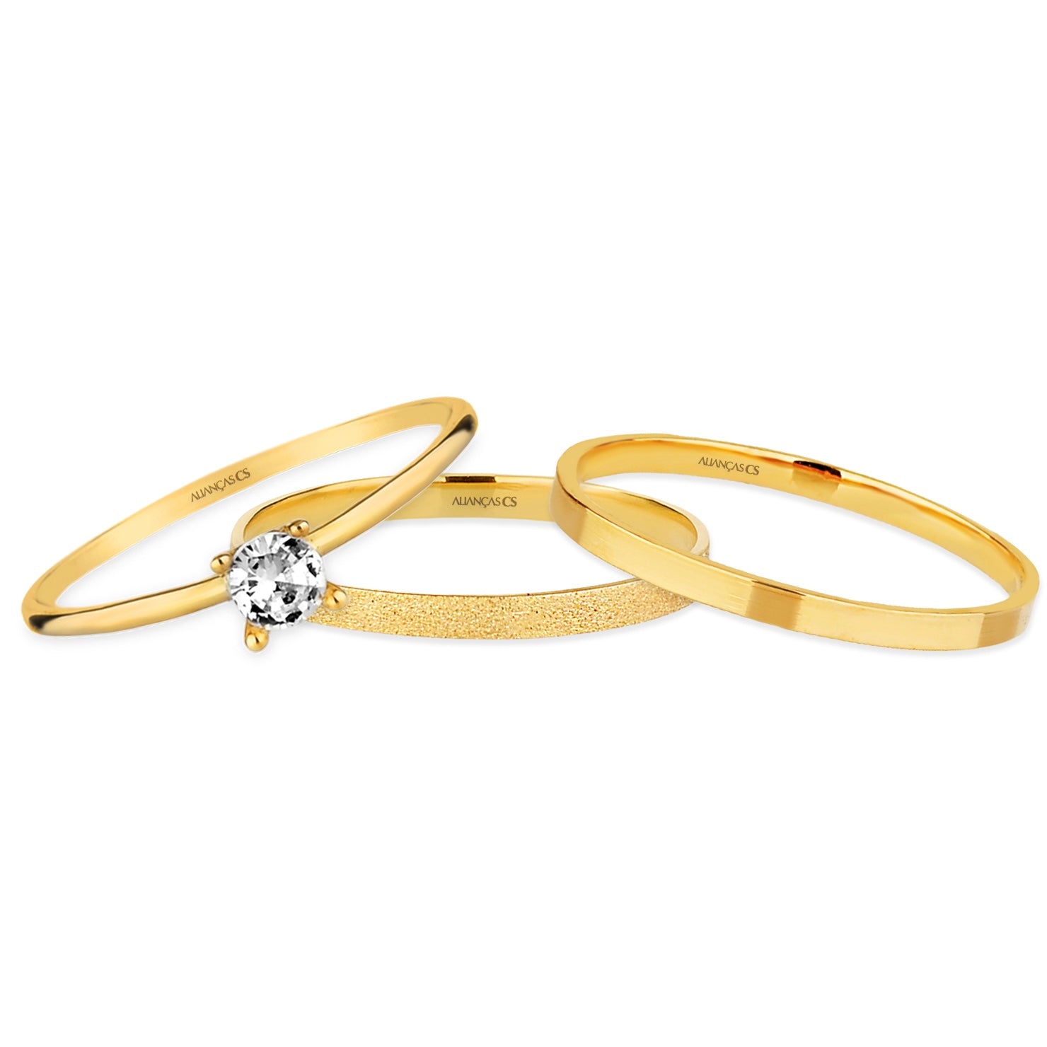 Alianças de Casamento Nobre Duo Ouro 10K 2mm + Anel Brinde
