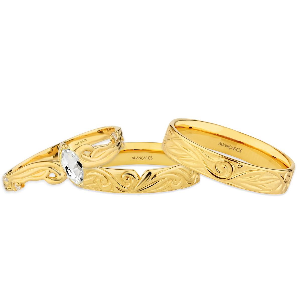Alianças de Casamento Melian 18K 4mm + Anel Melian