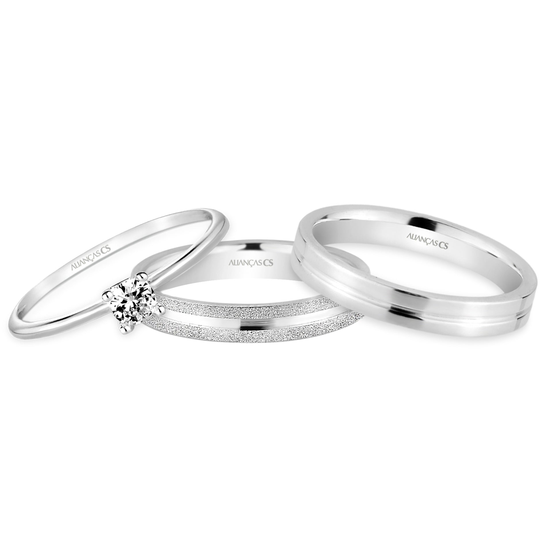 Alianças de Namoro Dulce Duo 3mm + Anel Solitário Classic (Envio Full)