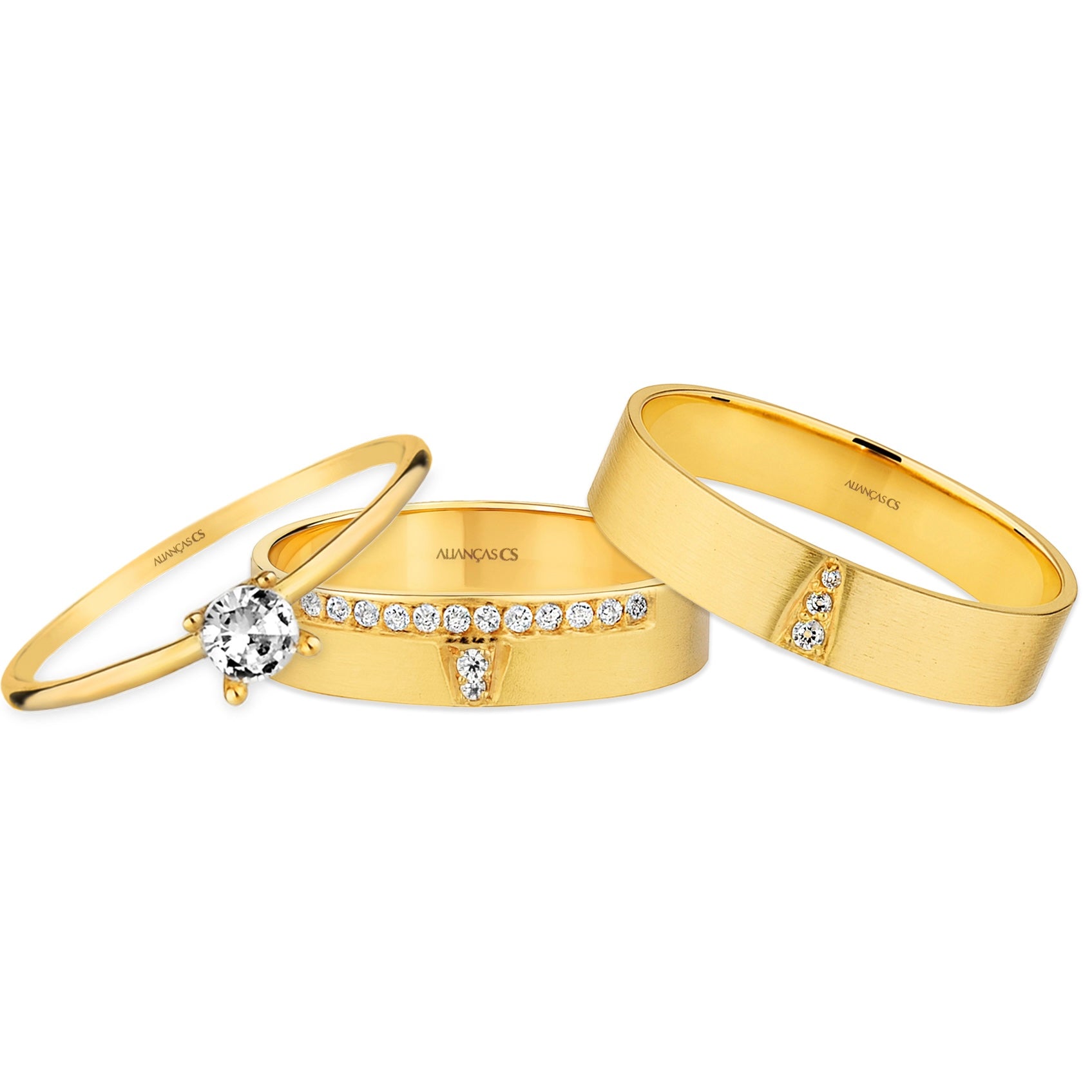 Alianças Imperial 5mm Banhadas a Ouro + Anel Brinde