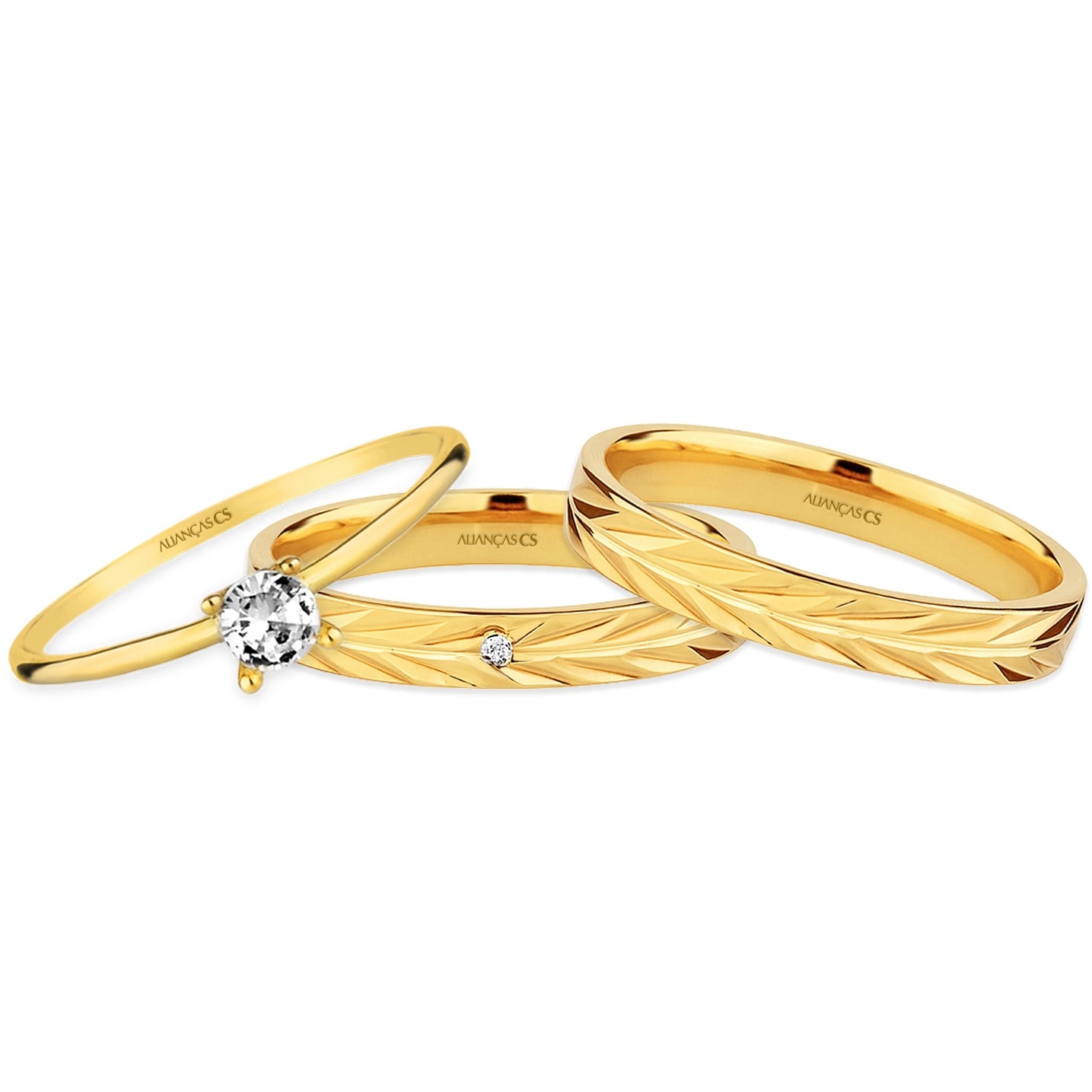 Alianças de Casamento Olinda Ouro 18K 3mm + Anel Brinde
