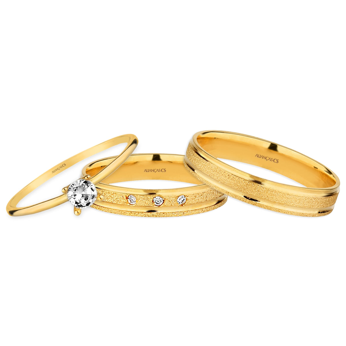 Alianças de Casamento France Ouro 18K 4mm + Anel Brinde