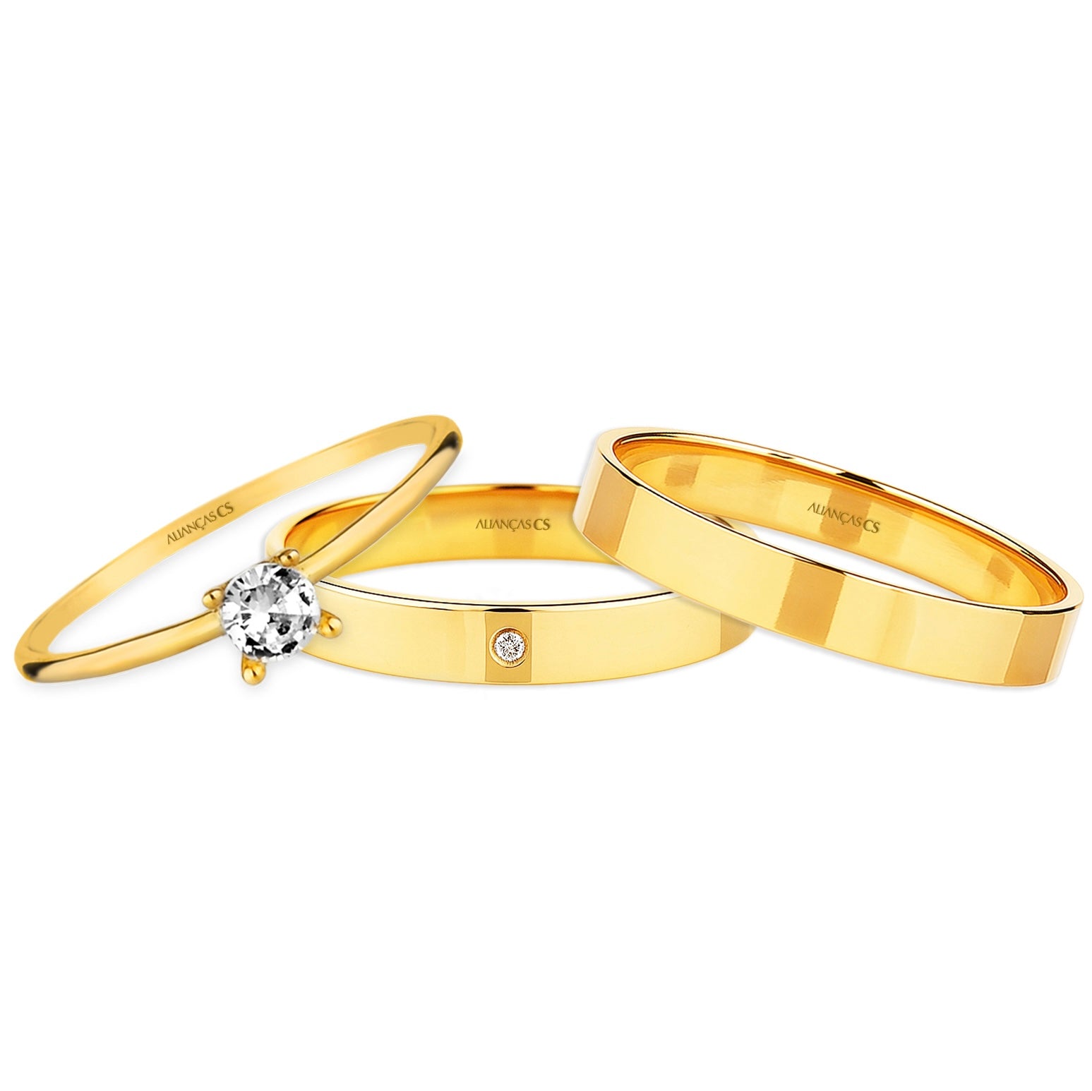 Alianças de Casamento Innocence Ouro 18K 3mm + Anel Brinde