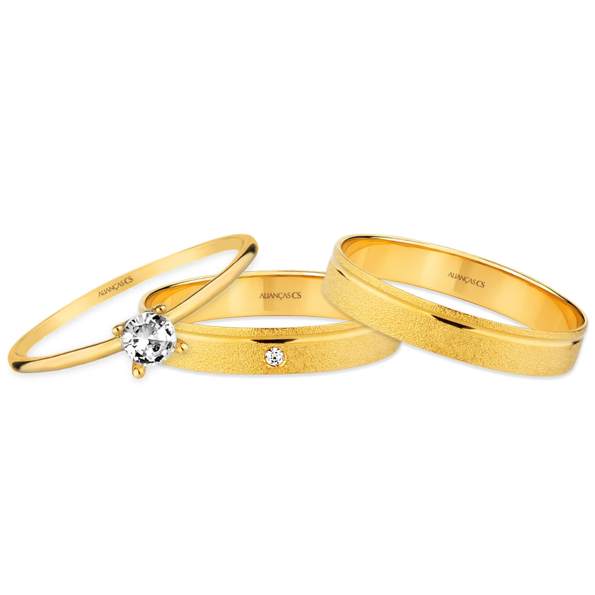 Alianças de Casamento Selene 10K 3.5mm + Anel Brinde (Envio Full)