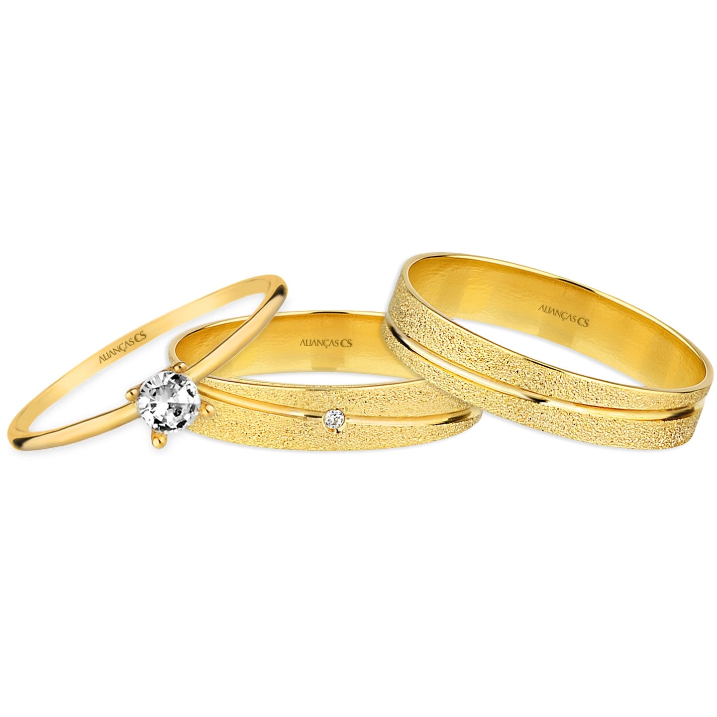Alianças Cadence 4mm Banhadas a Ouro + Anel Brinde
