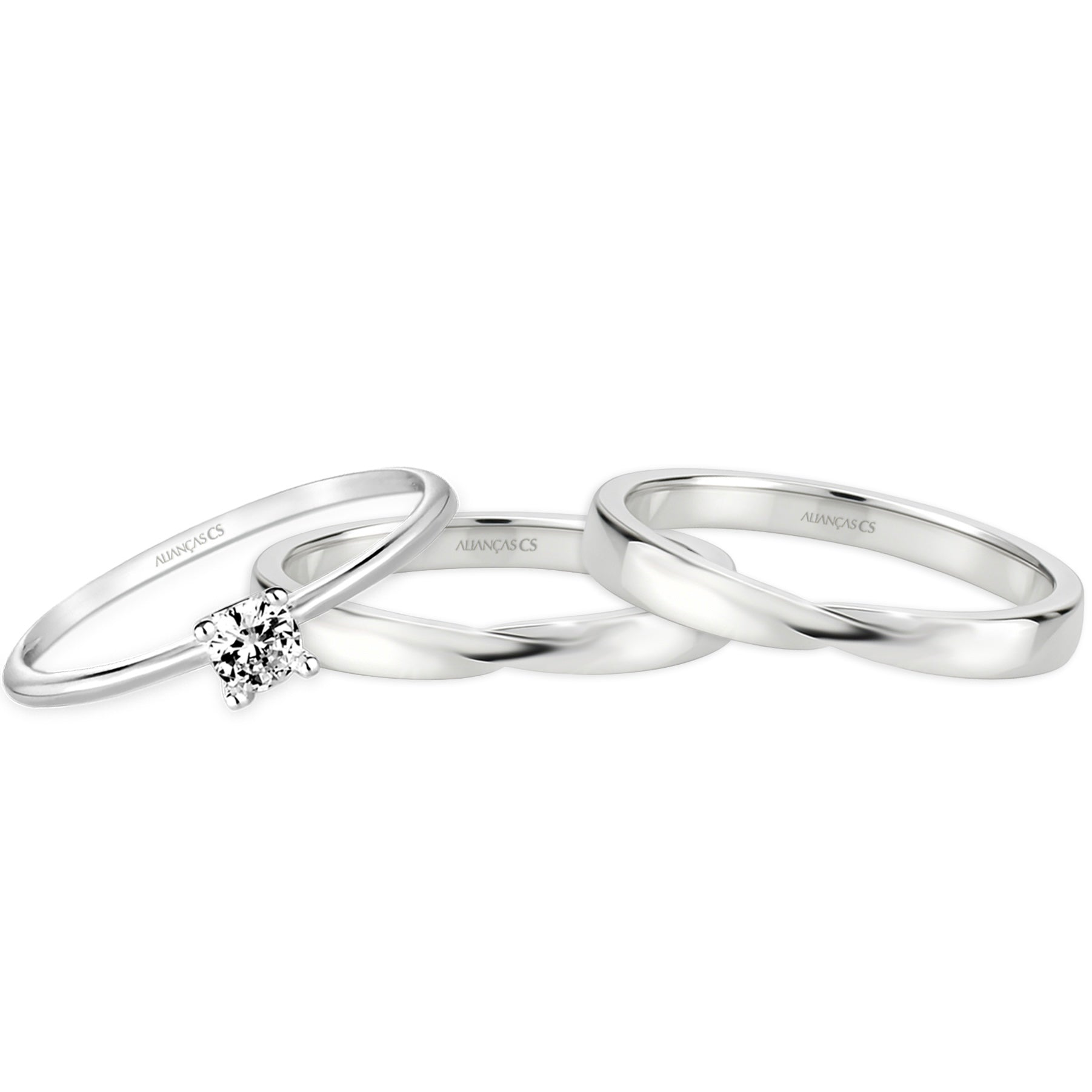 Alianças de Namoro Eternity 3mm + Anel Solitário Classic