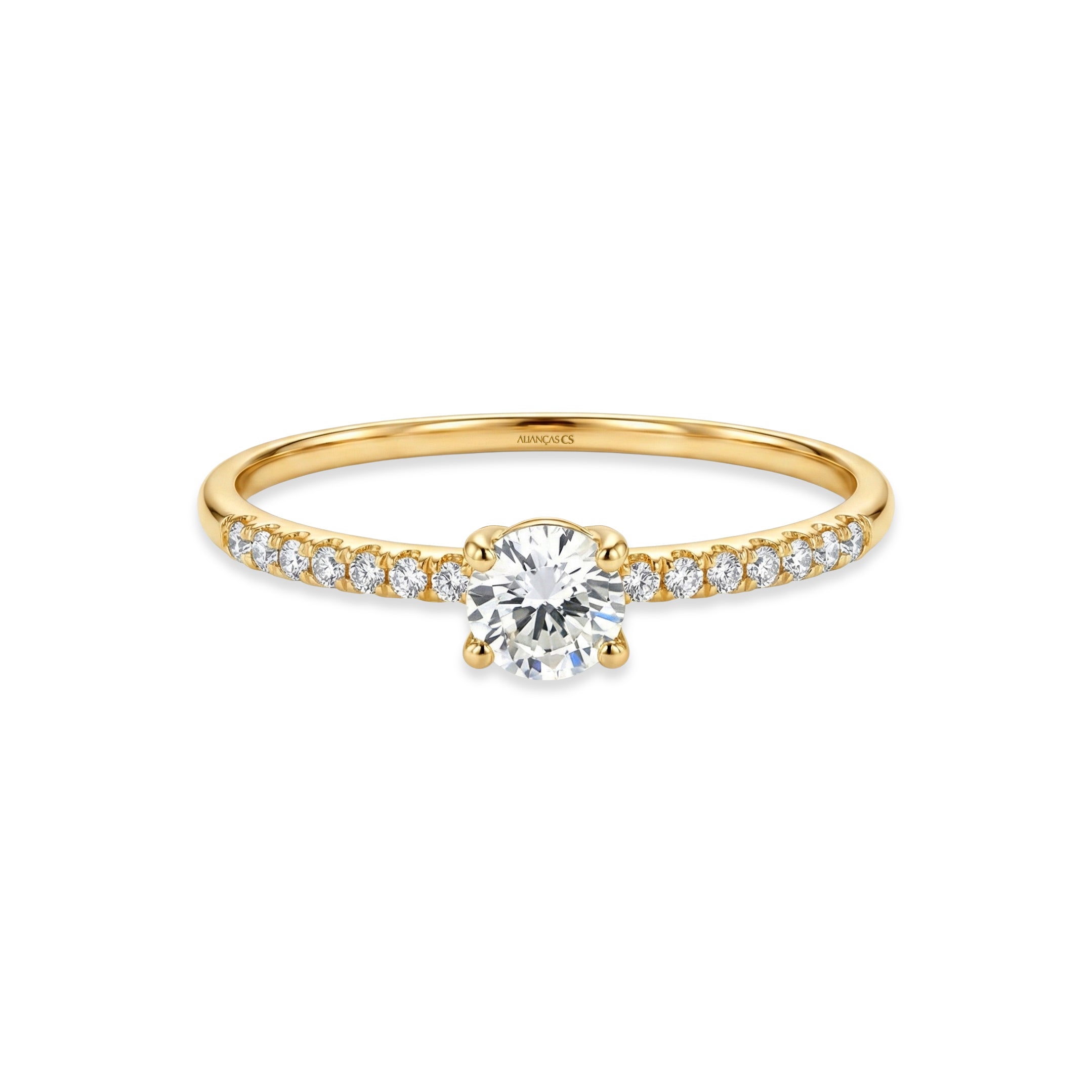 Anel Solitário Diamond Banhado a Ouro (Envio Full)