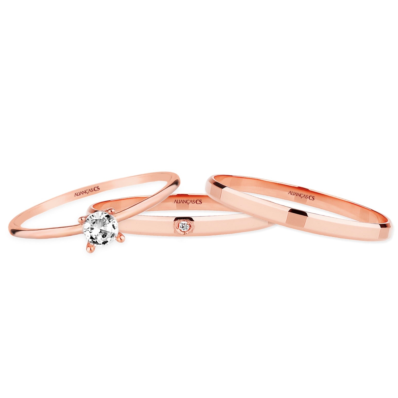 Alianças de Casamento Italian Ouro Rosé 18K 2mm + Anel Brinde