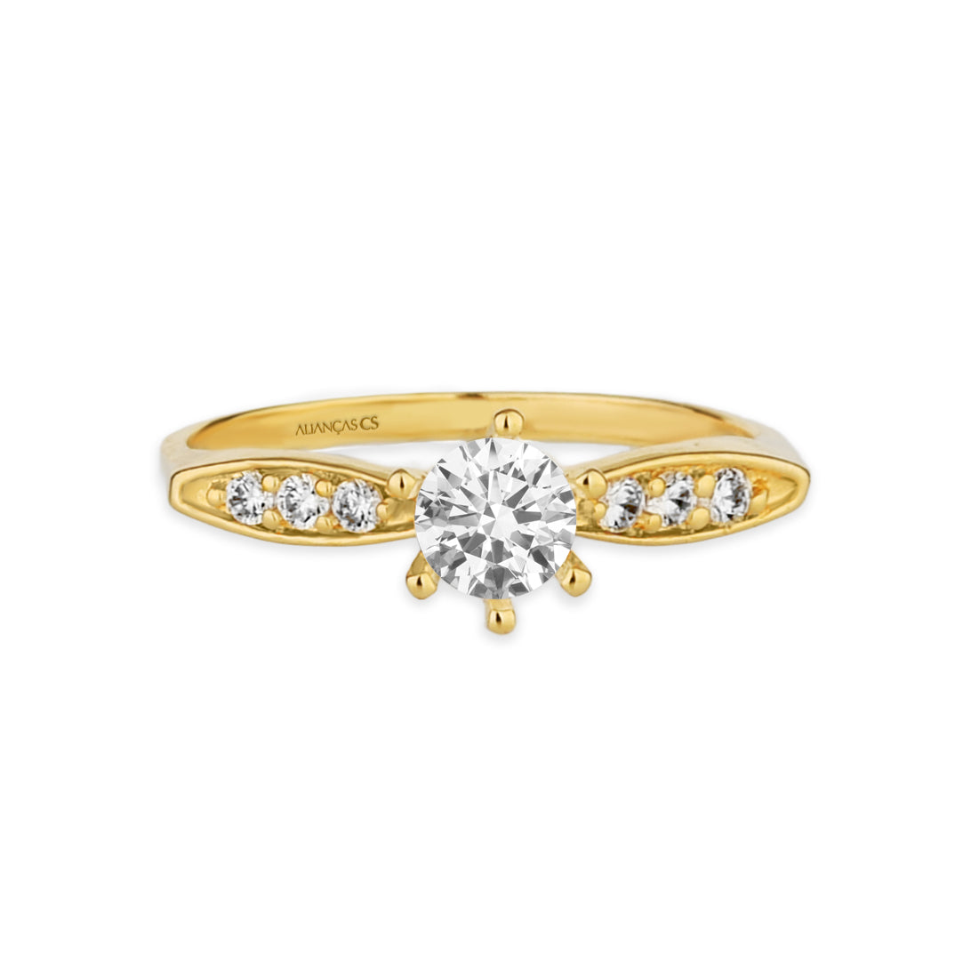 Anel Solitário Delicate Plus Banhado a Ouro (Envio Full)