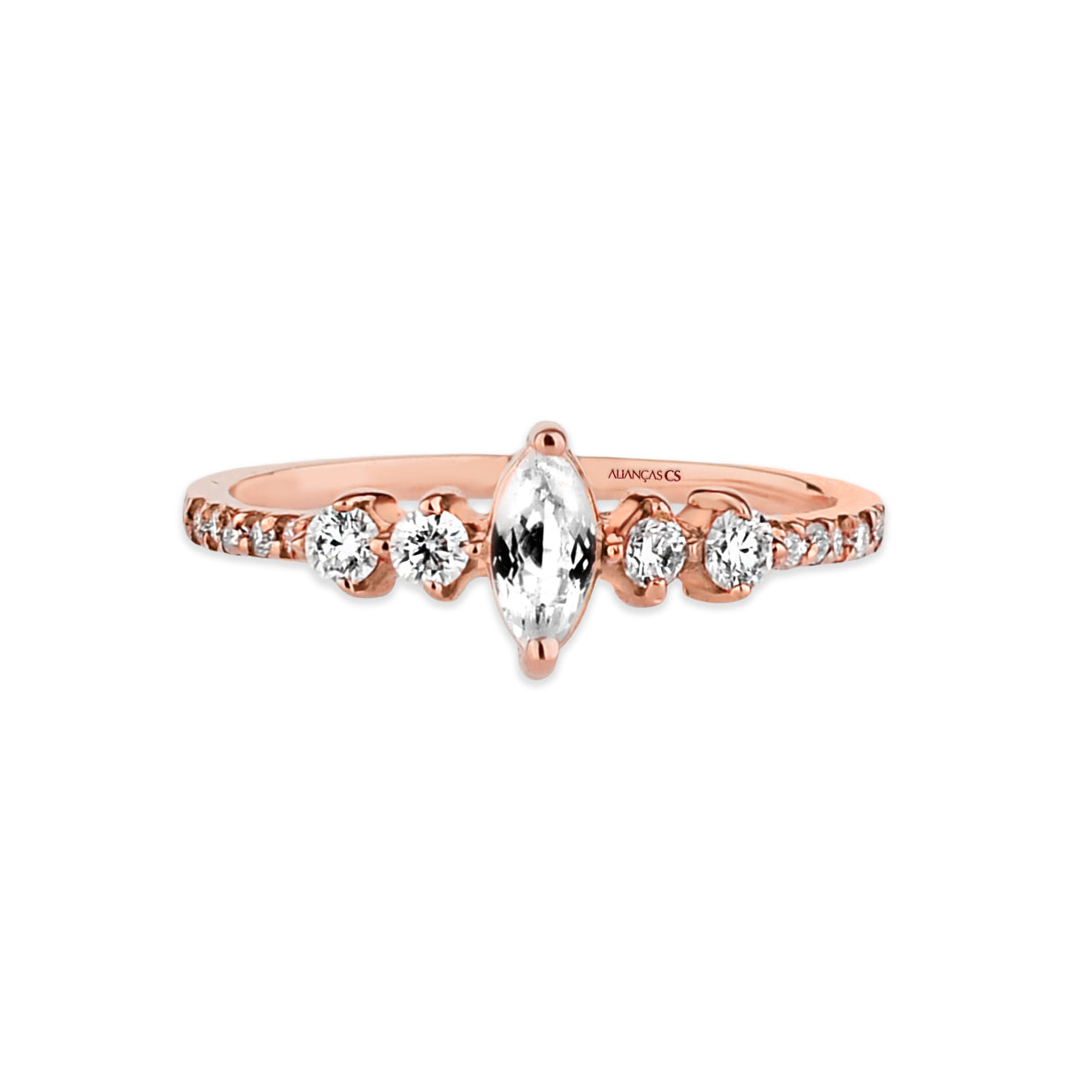 Anel Solitário Áurea Ouro Rosé 18K
