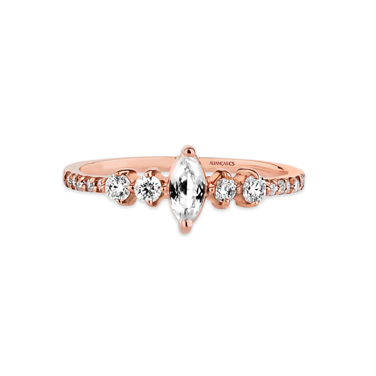 Anel Solitário Áurea Ouro Rosé 18K