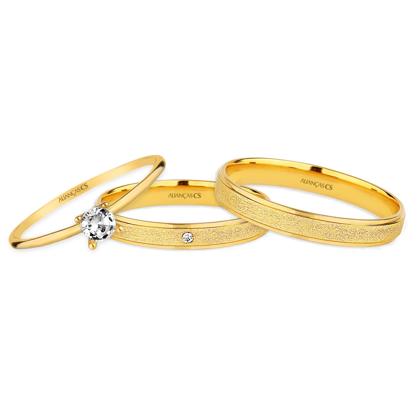 Alianças de Casamento Moiselle Ouro 10K 3mm + Anel Brinde
