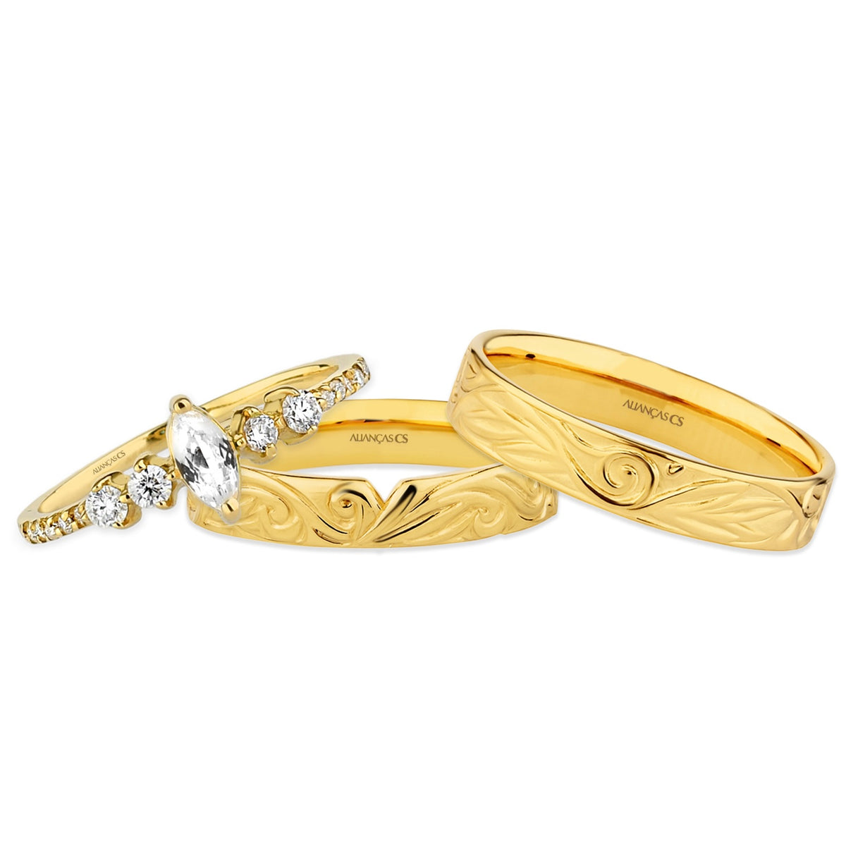 Alianças de Casamento Melian 18K 4mm + Anel Áurea