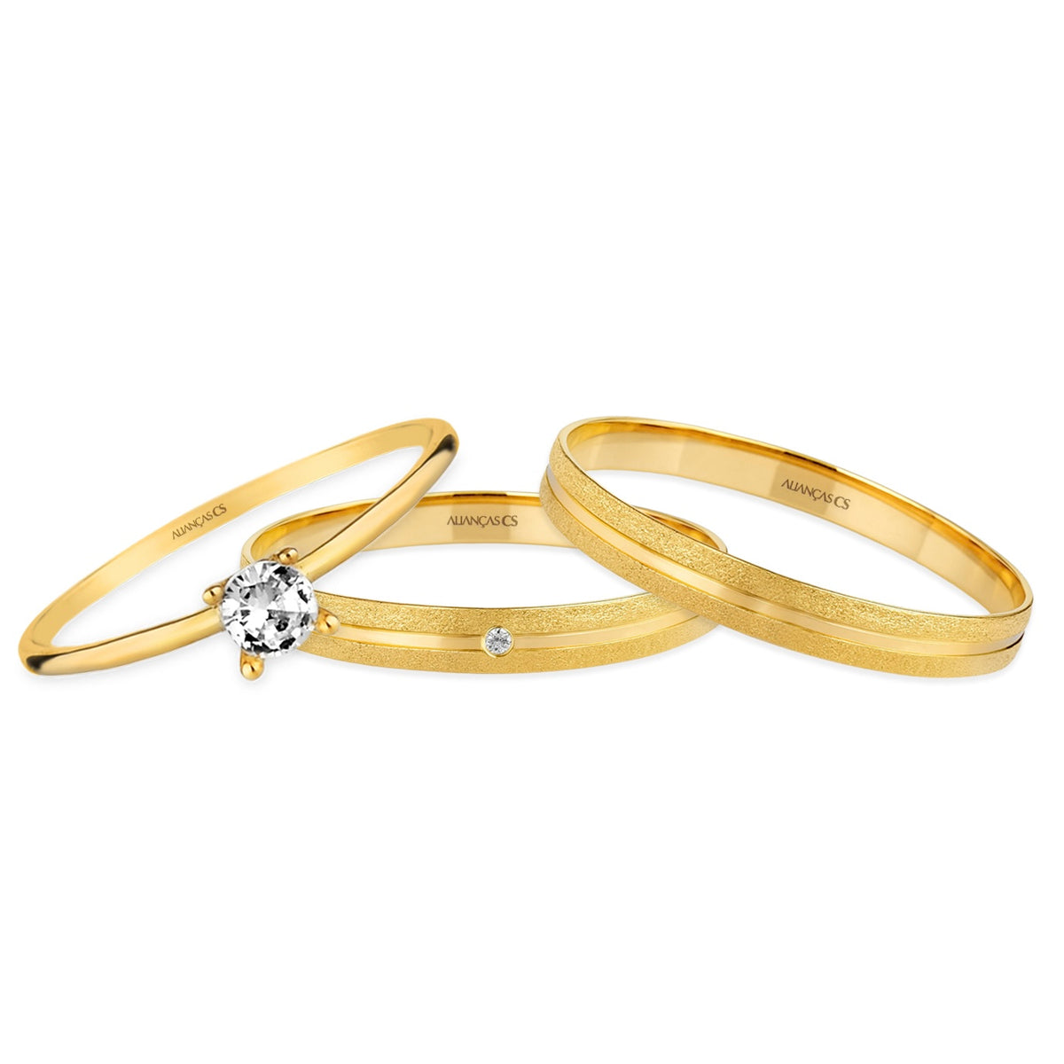 Alianças de Casamento Eudora Ouro 10K 2.5mm + Anel Brinde
