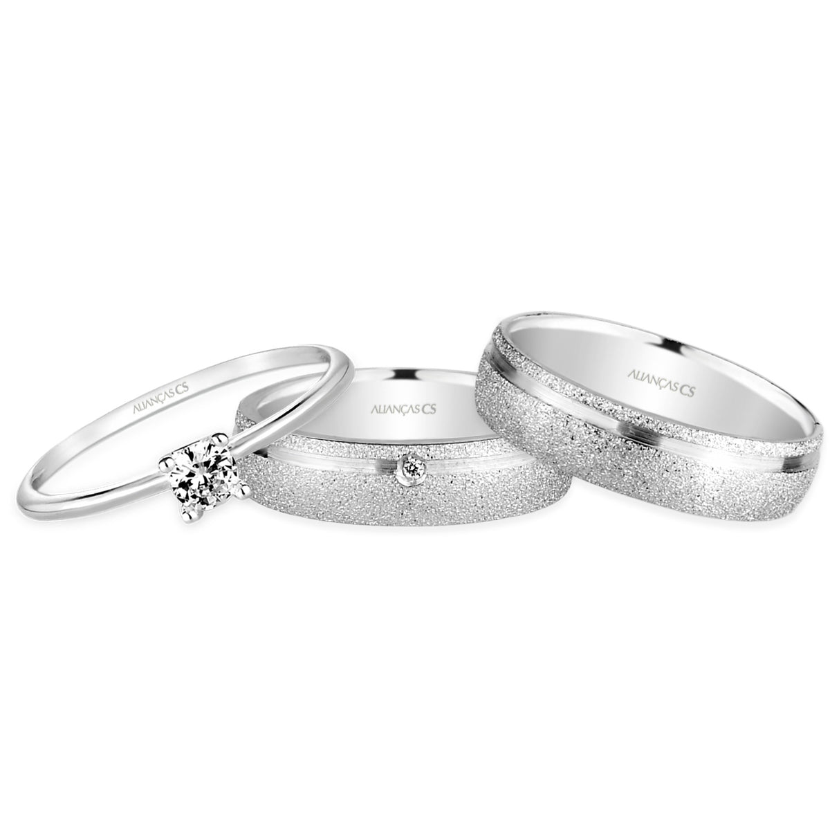 Alianças de Namoro Elizabeth 5mm + Anel solitário Classic (Envio Full)
