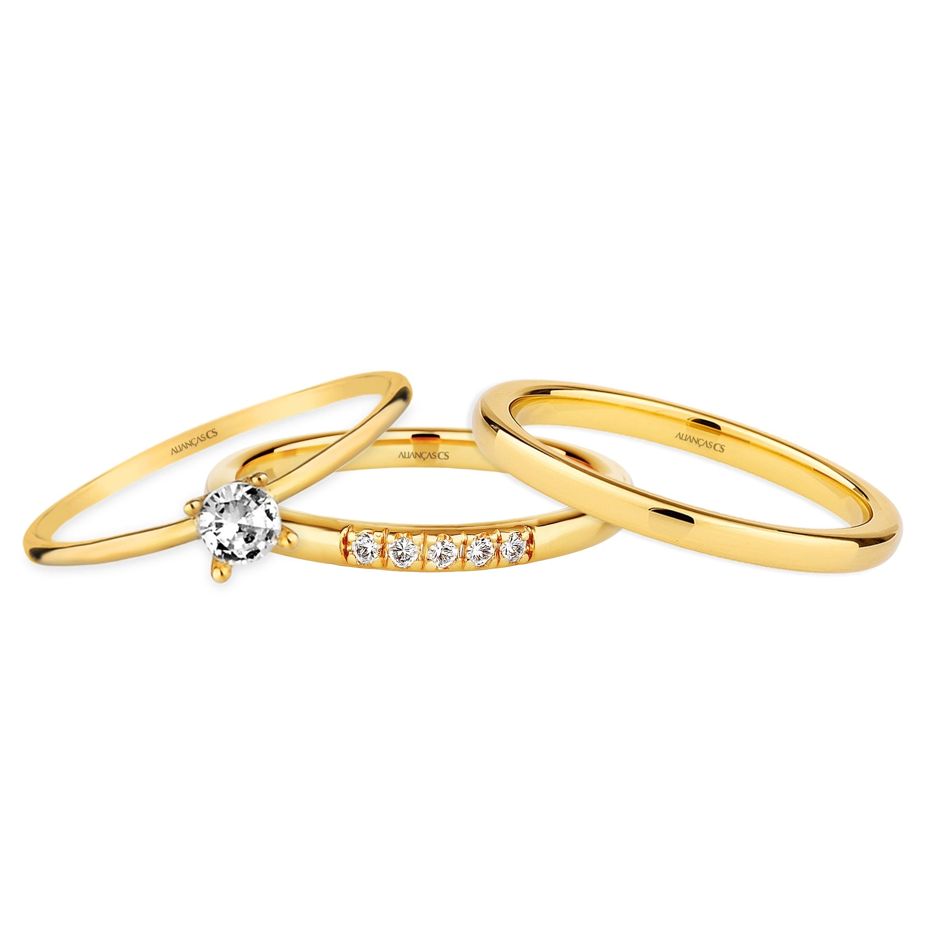 Alianças Nuance II 2mm Banhadas a Ouro + Anel Brinde