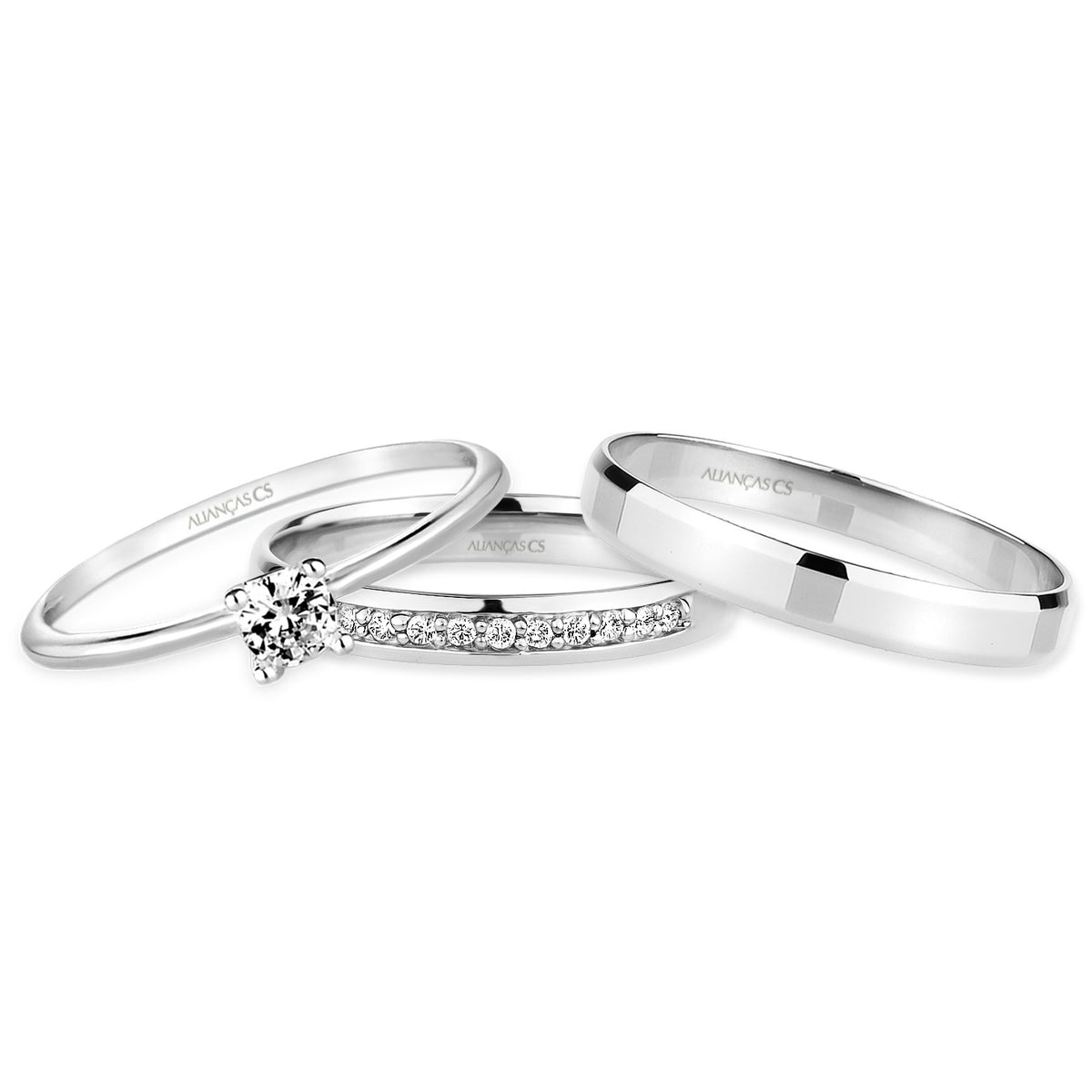 Alianças de Namoro Angel 3mm + Anel solitário Classic