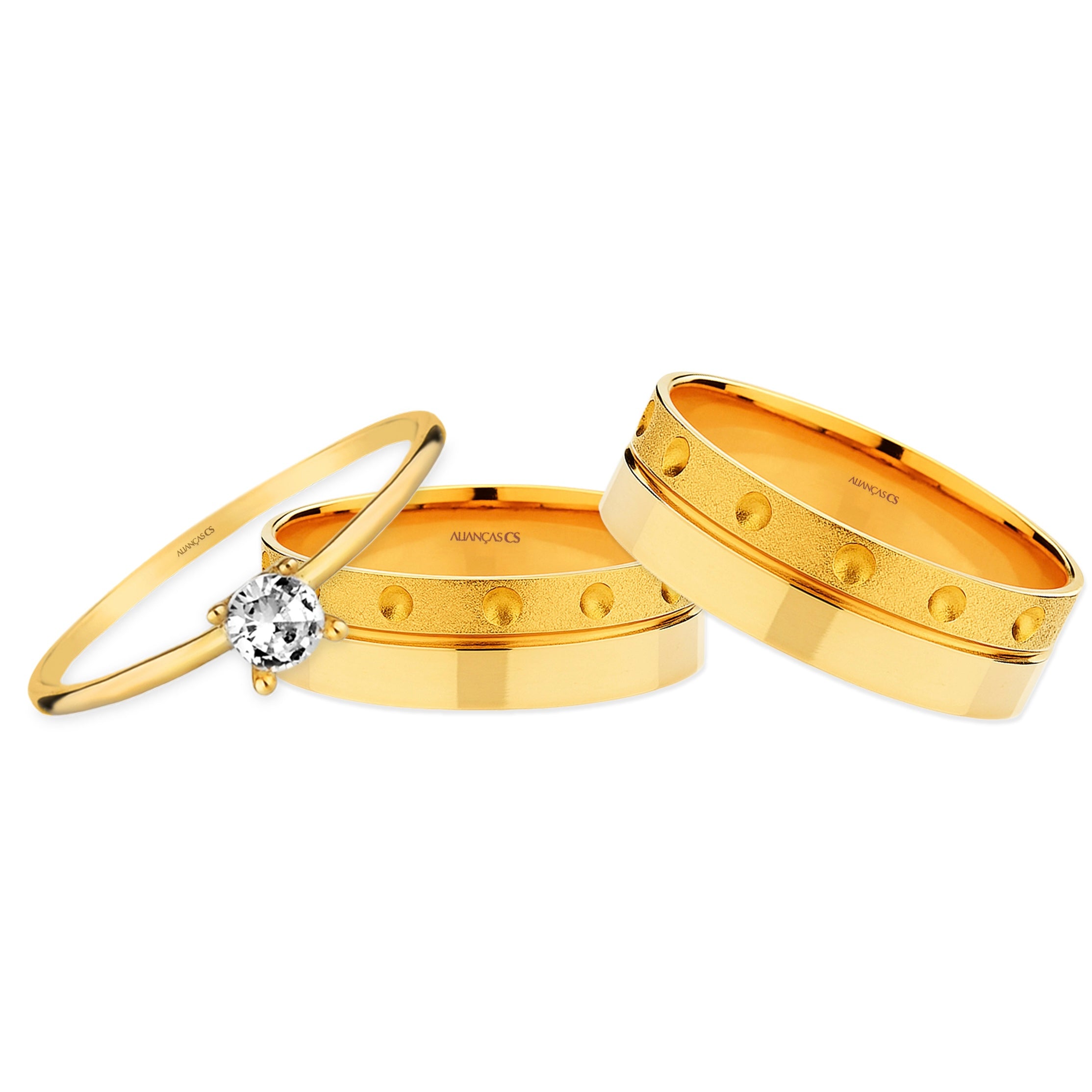 Alianças Geórgia 6mm Banhadas a Ouro + Anel Brinde