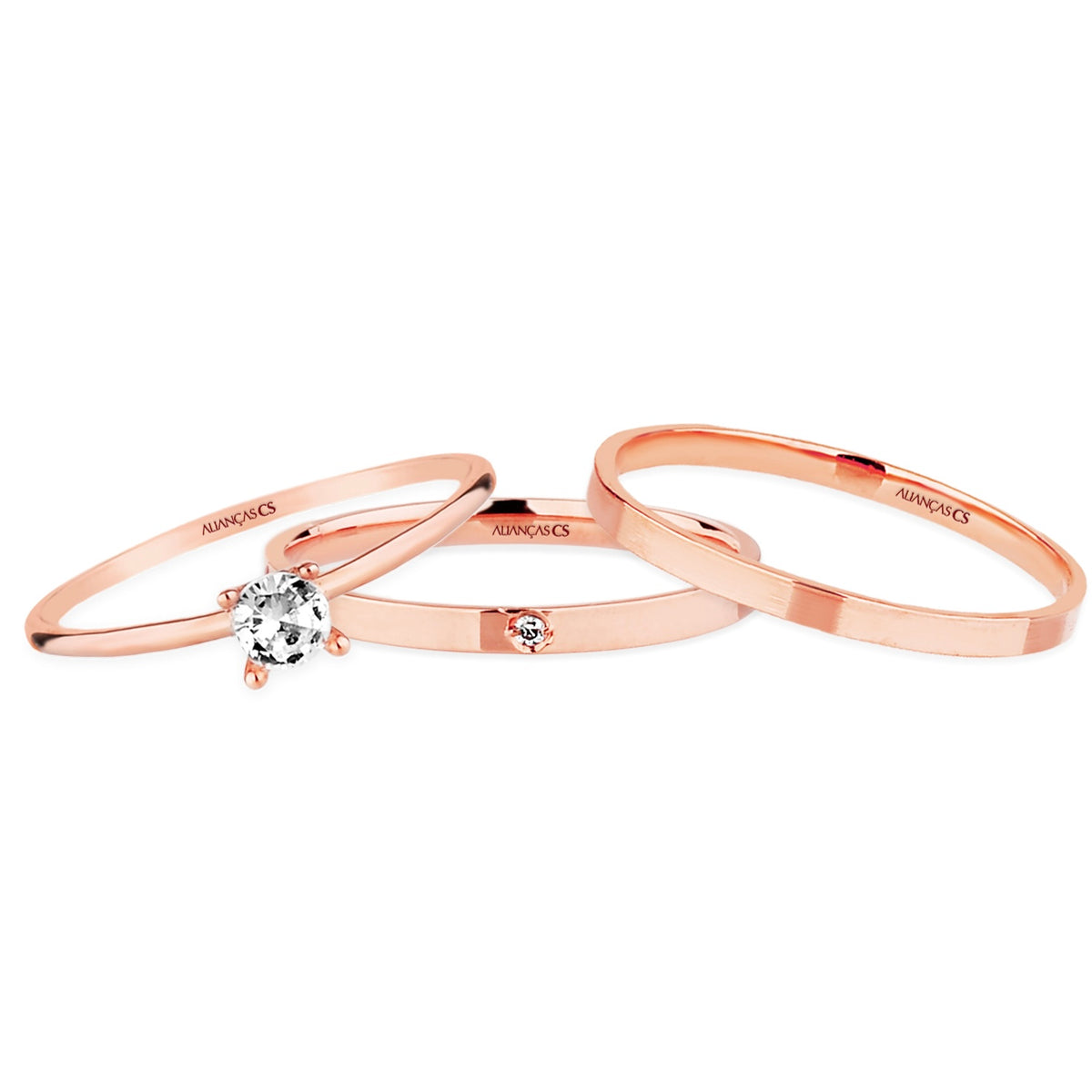 Alianças de Casamento Innocence Ouro Rosé 18K 2mm + Anel Brinde