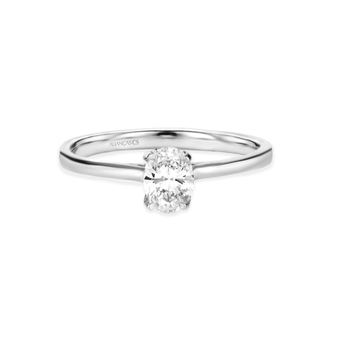 Anel Solitário Vintage Ouro Branco 18K