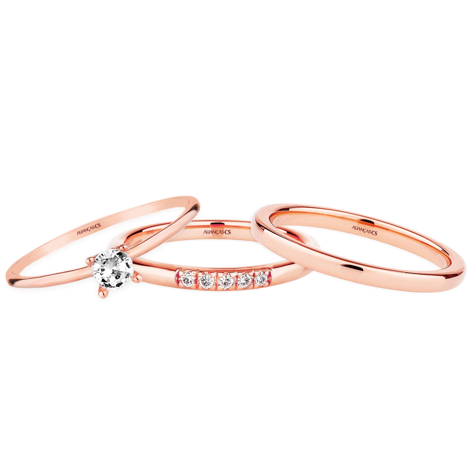 Alianças de Casamento Nuance II Ouro Rosé 18K 2mm + Anel Brinde