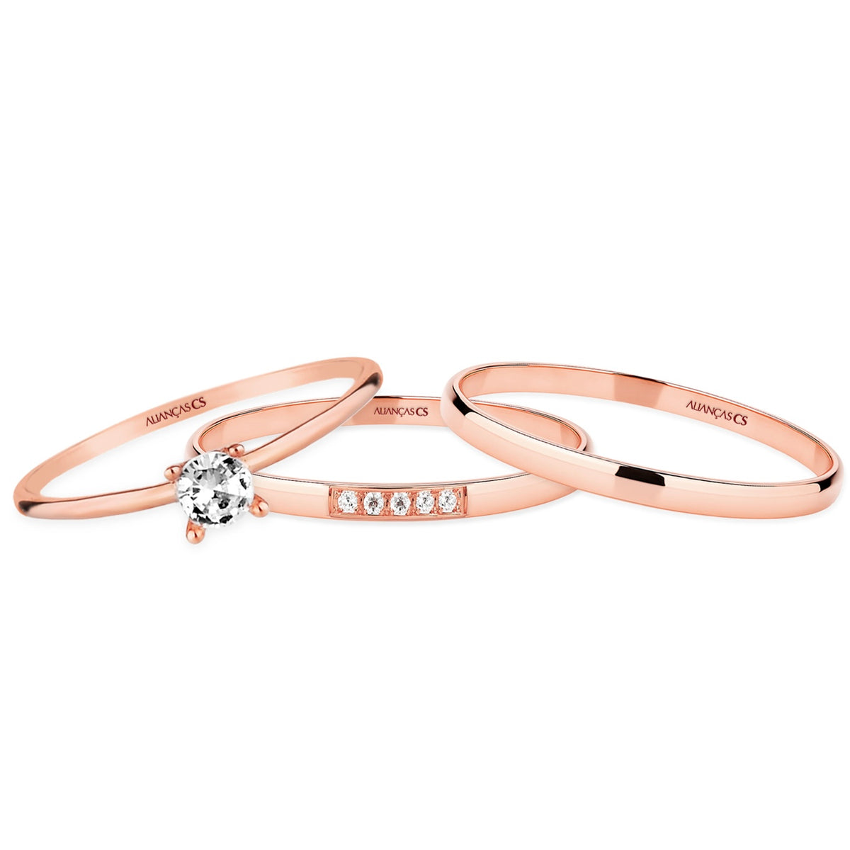 Alianças de Casamento Santorini Ouro Rosé 18K 2mm + Anel Brinde