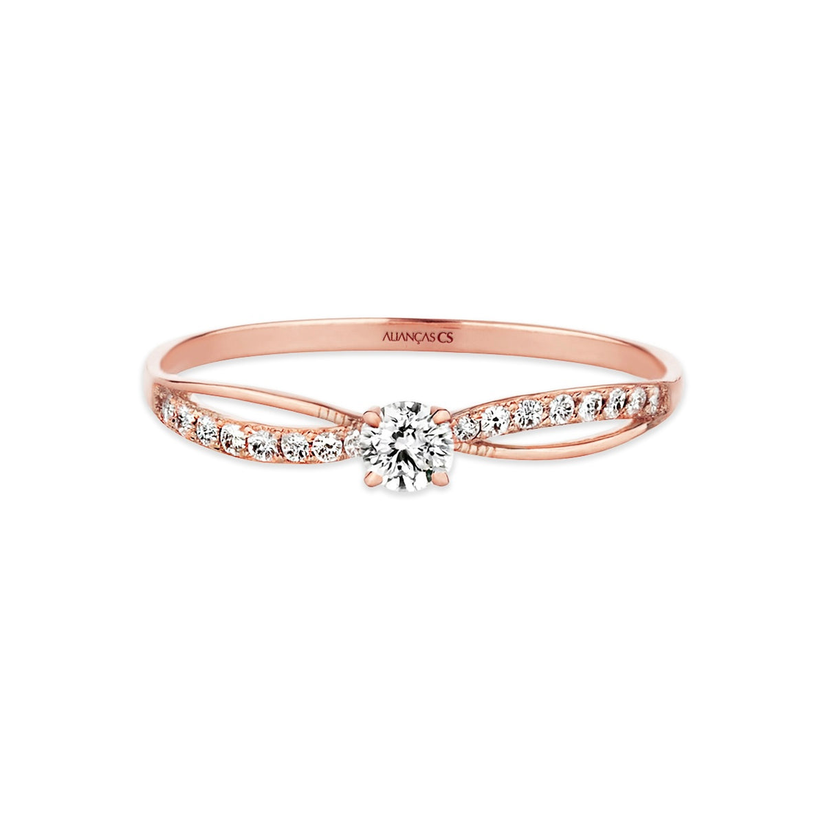 Anel Solitário Fiorelly Ouro Rosé 18K