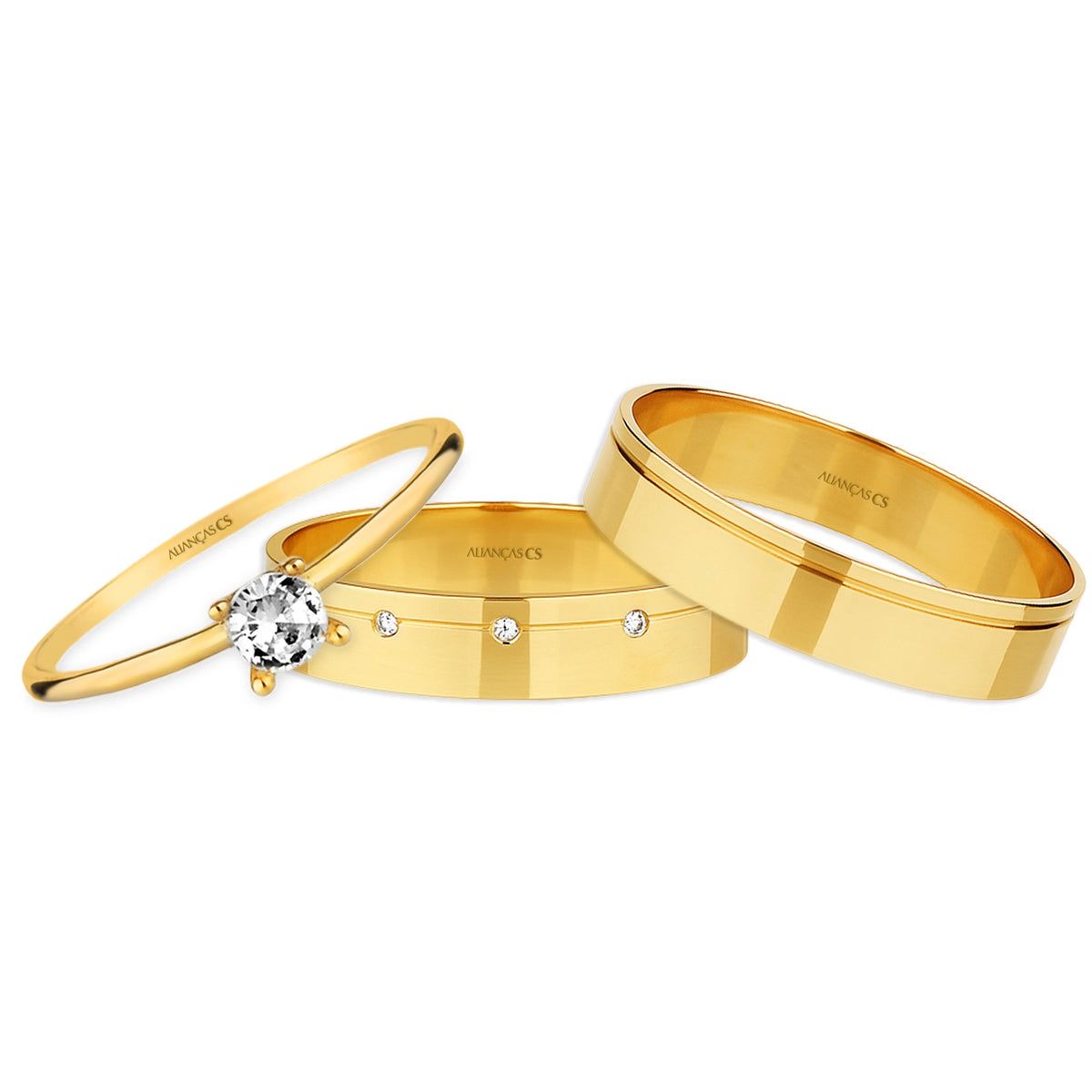 Alianças de Casamento Maltês Ouro 18K 4mm + Anel Brinde