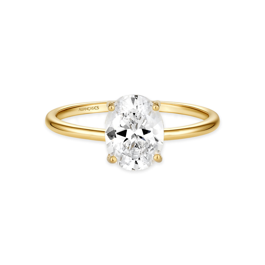 Anel Solitário Vintage Plus Ouro 18K