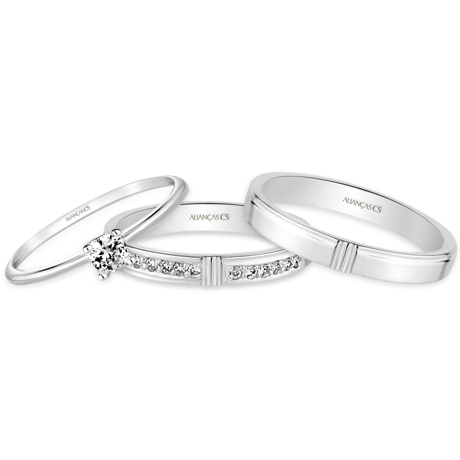 Alianças de Namoro Tiffany 3mm + Anel solitário Classic