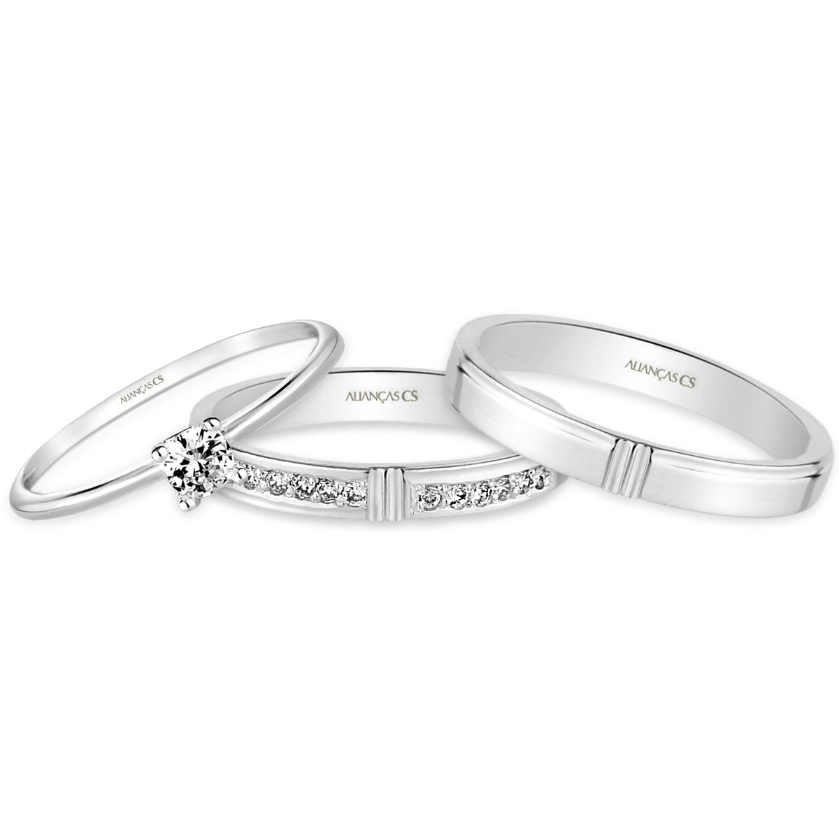Alianças de Namoro Tiffany 3mm + Anel solitário Classic