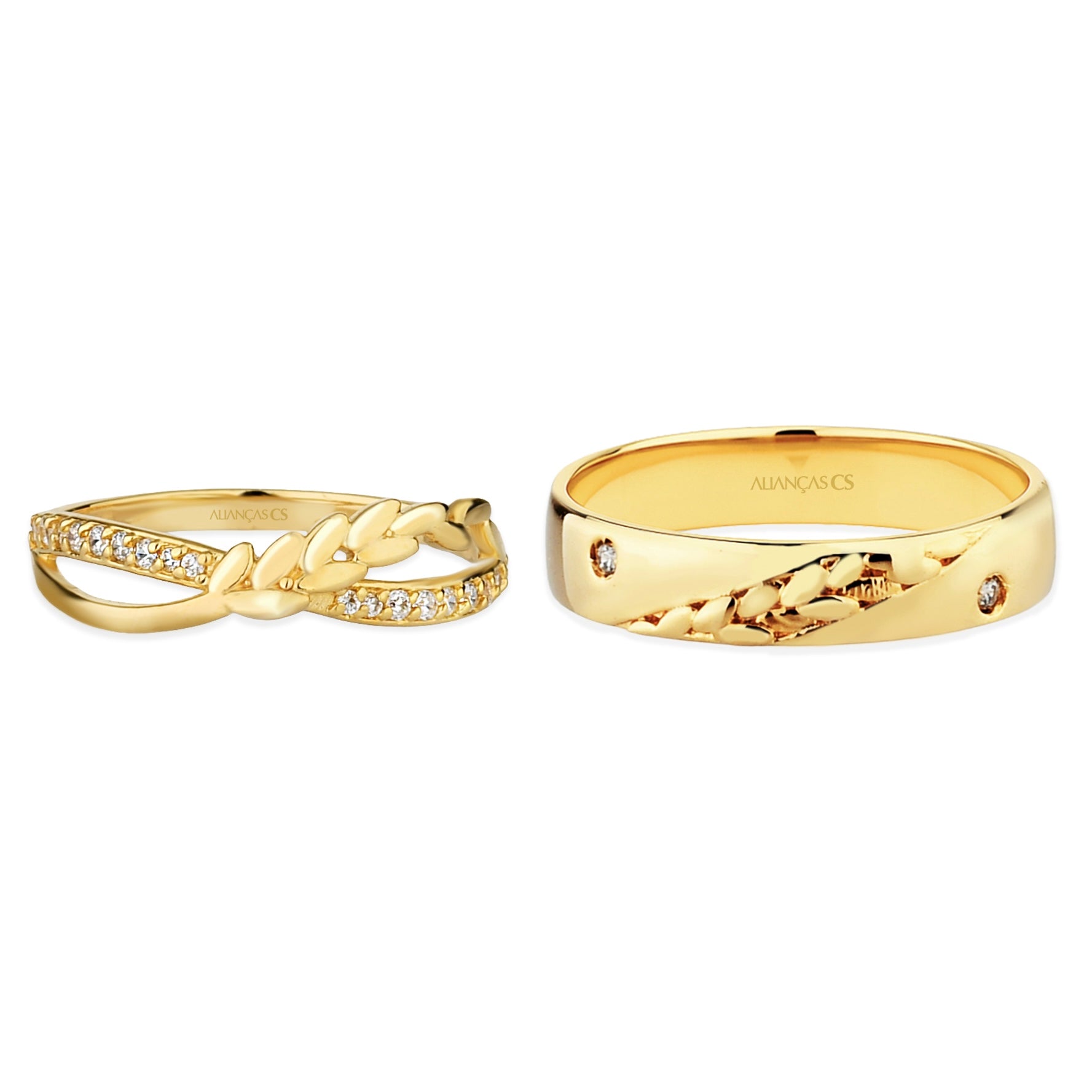 Alianças Euphoria 4mm Banhadas a Ouro + Anel Brinde