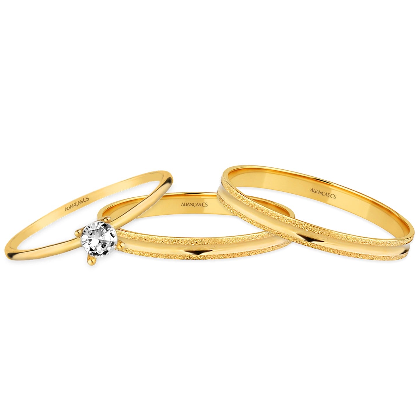 Alianças de Casamento Irís Ouro 10K 2mm + Anel Brinde
