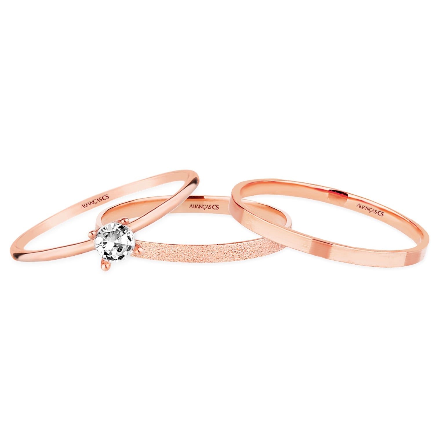 Alianças de Casamento Nobre Duo Ouro Rosé 18K 2mm + Anel Brinde