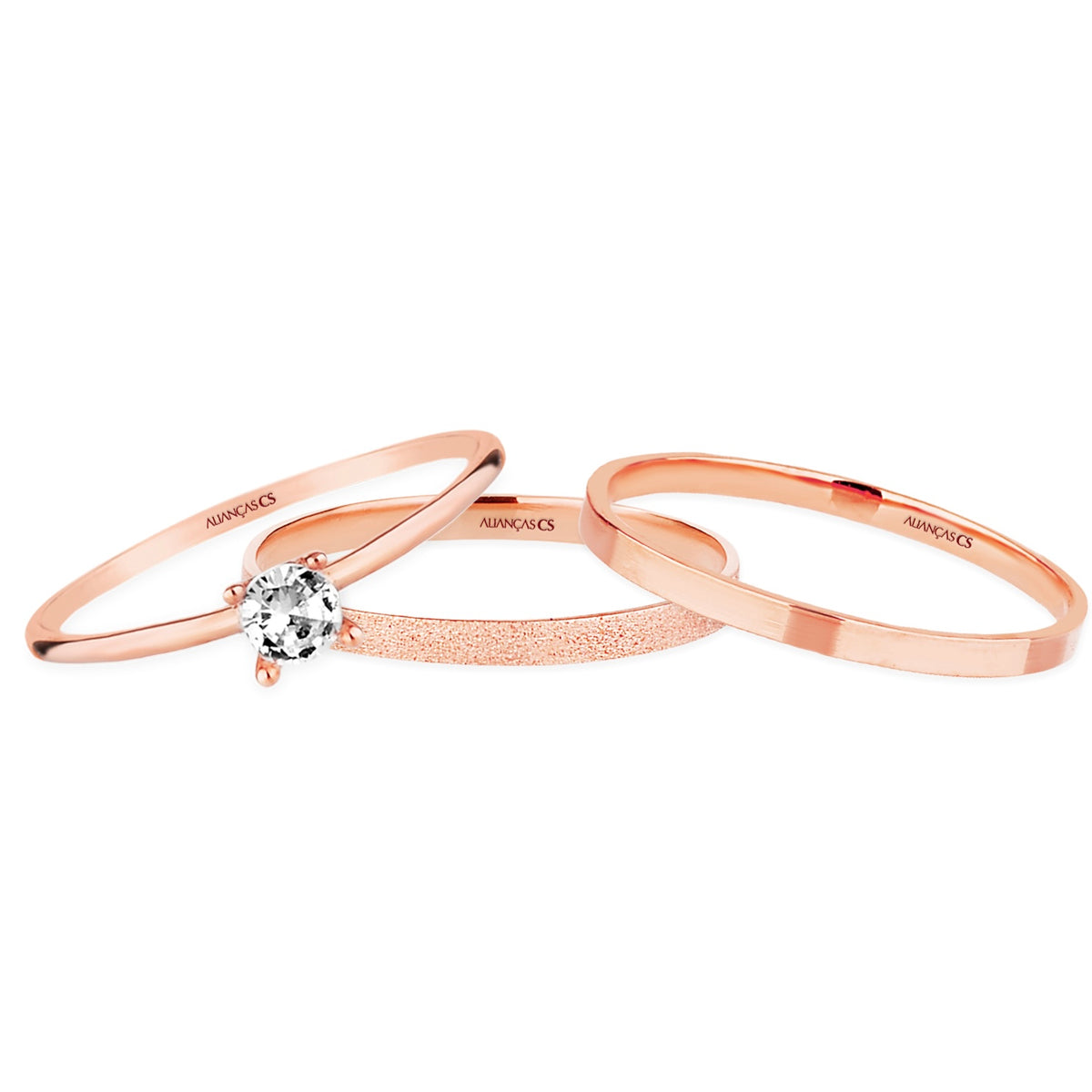 Alianças de Casamento Nobre Duo Ouro Rosé 18K 2mm + Anel Brinde