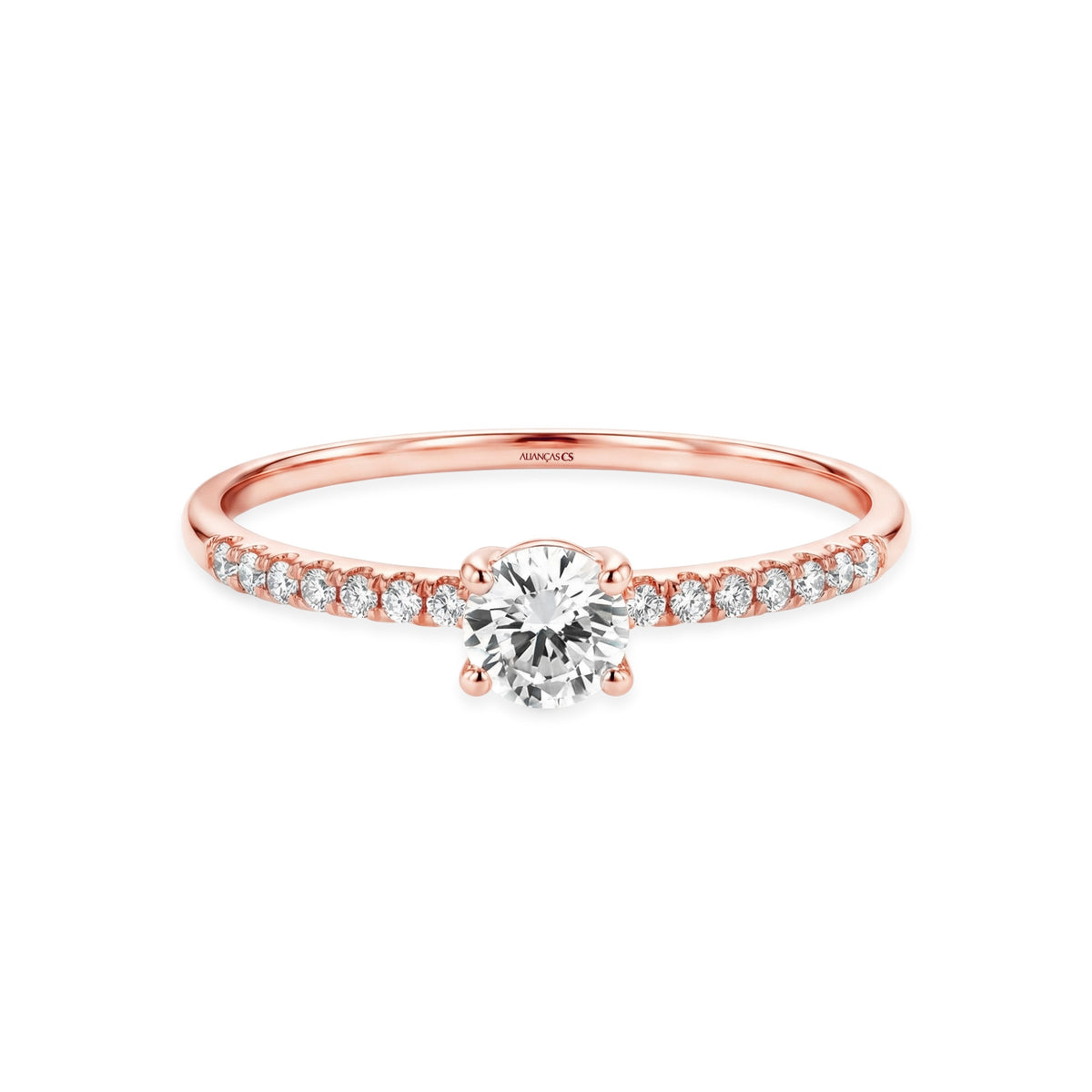 Anel Solitário Diamond Ouro Rosé 18K