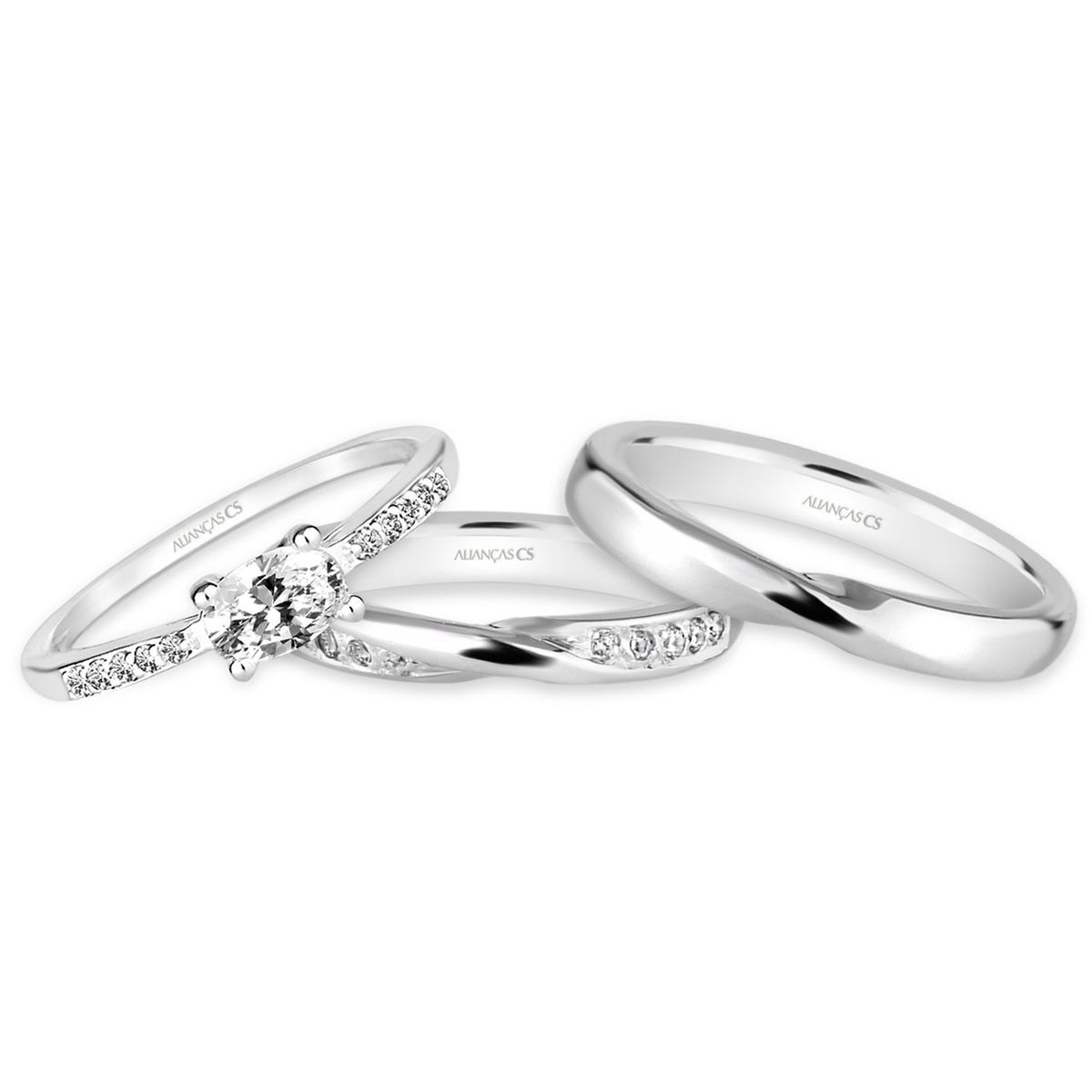 Alianças de Namoro Eternity 3mm + Anel Solitário Classic