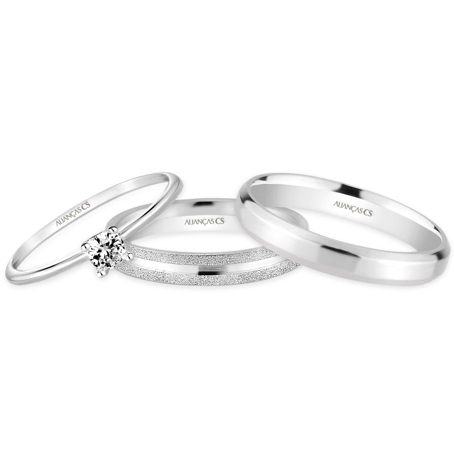 Alianças de Namoro Liz 3mm + Anel Solitário Classic (Envio Full)
