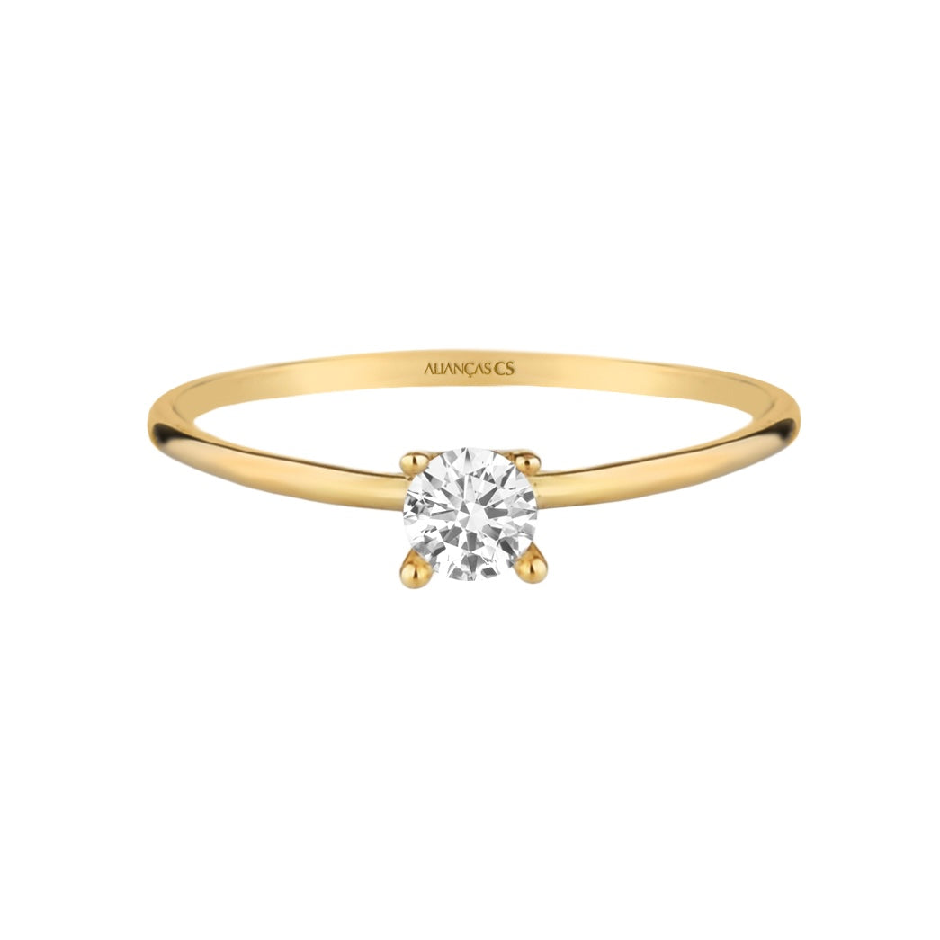 Anel Solitário Classic Banhado a Ouro (Envio Full)