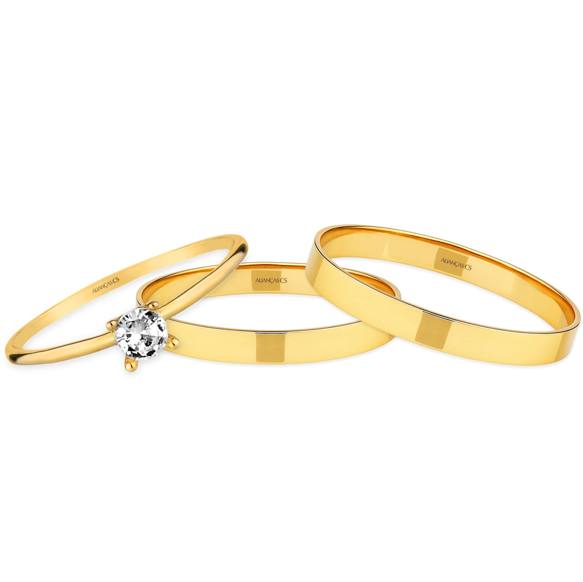 Alianças Nobre 2mm Banhadas a Ouro + Anel Brinde