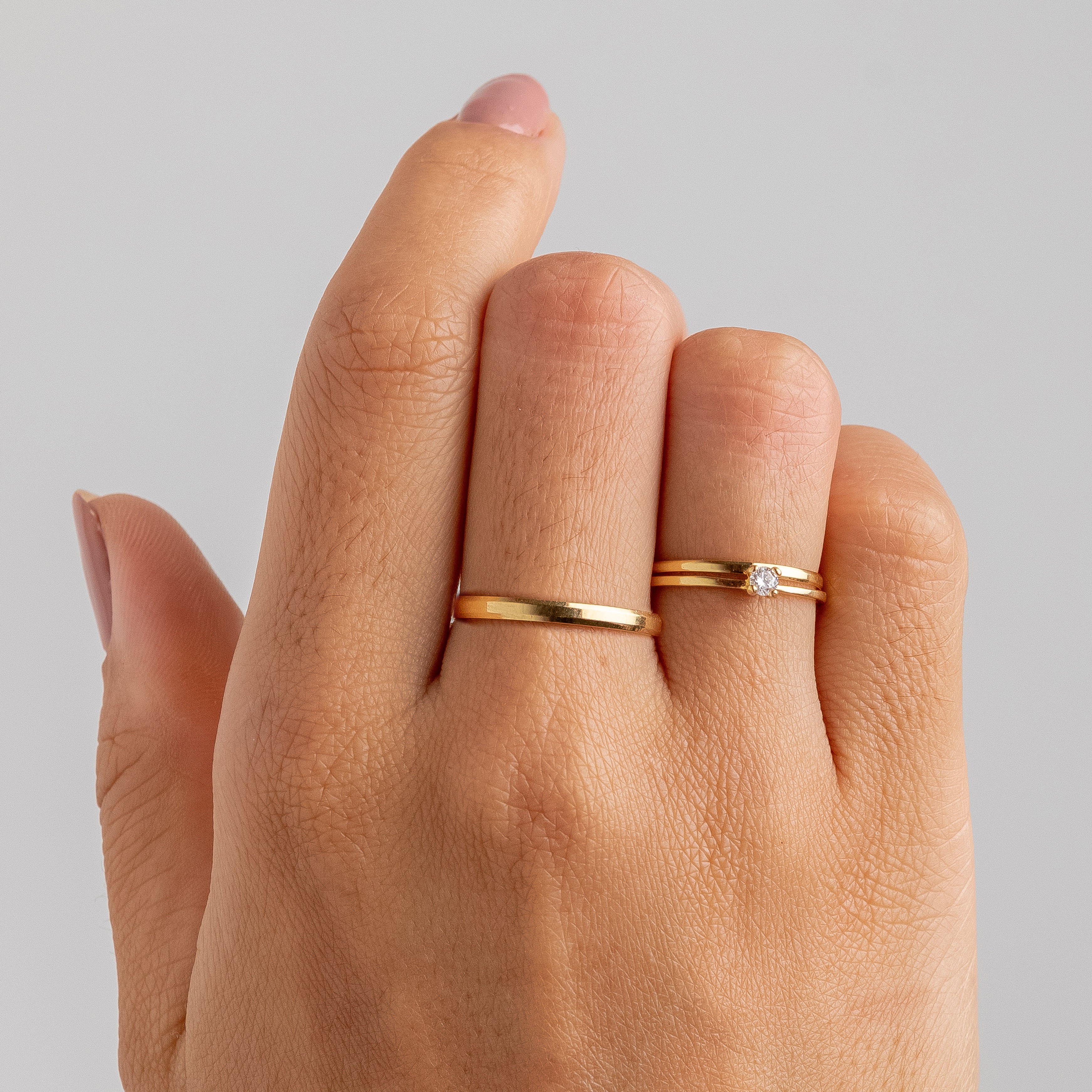Alianças de Casamento Italian Ouro 18K 1.5mm e 2mm + Anel Brinde