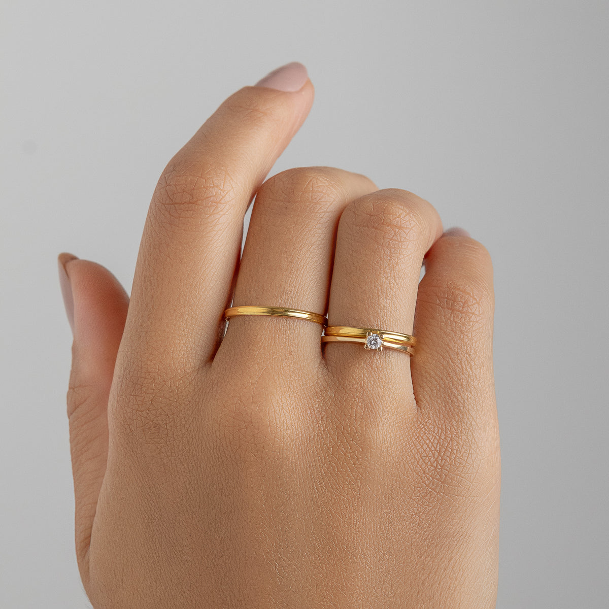 Alianças de Casamento Siena Ouro 10K 2mm + Anel Brinde