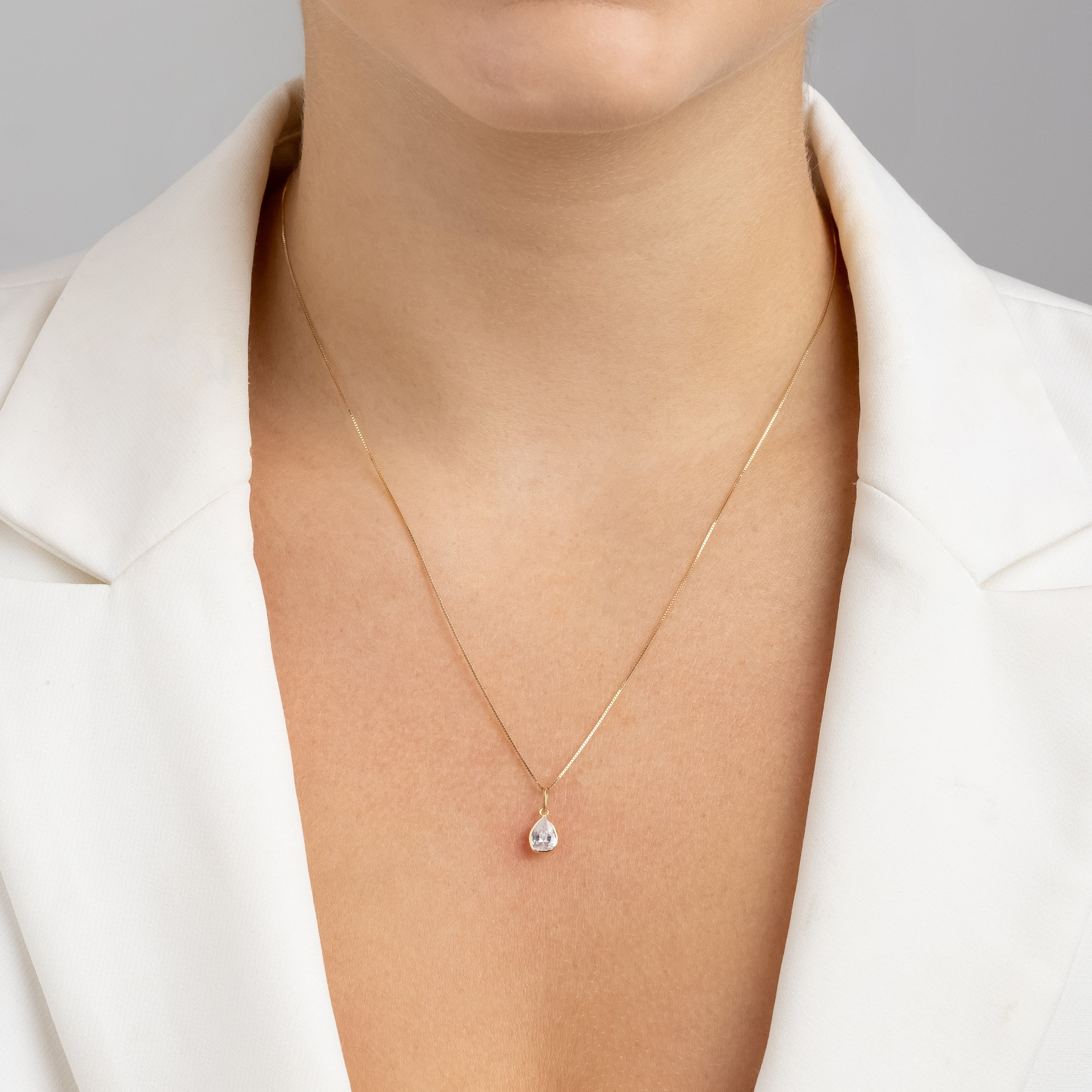 Colar Angelin Cristal Mini em Ouro 18K com Zircônias 45cm
